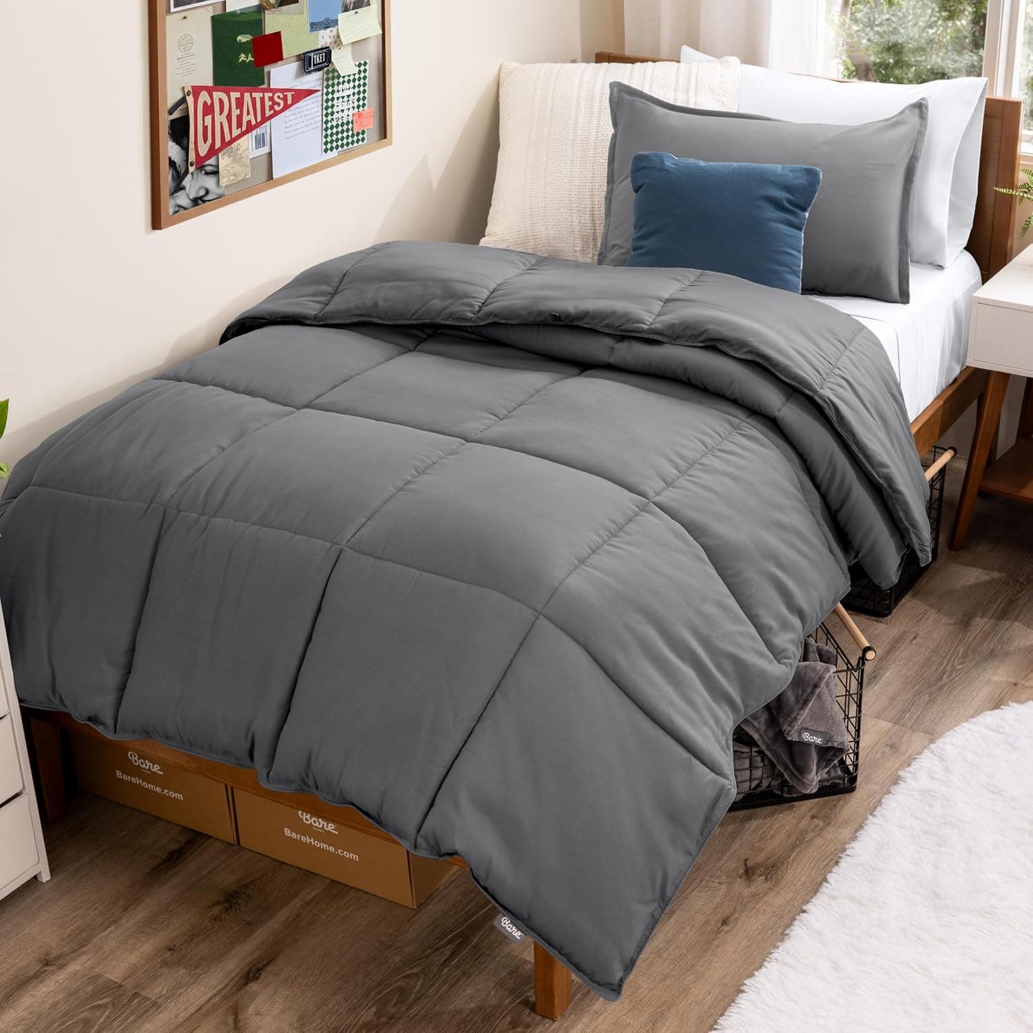 Bare Home Comforter Set Twin/Twin XL - Down Alternative Premium 1800 Series, Grey