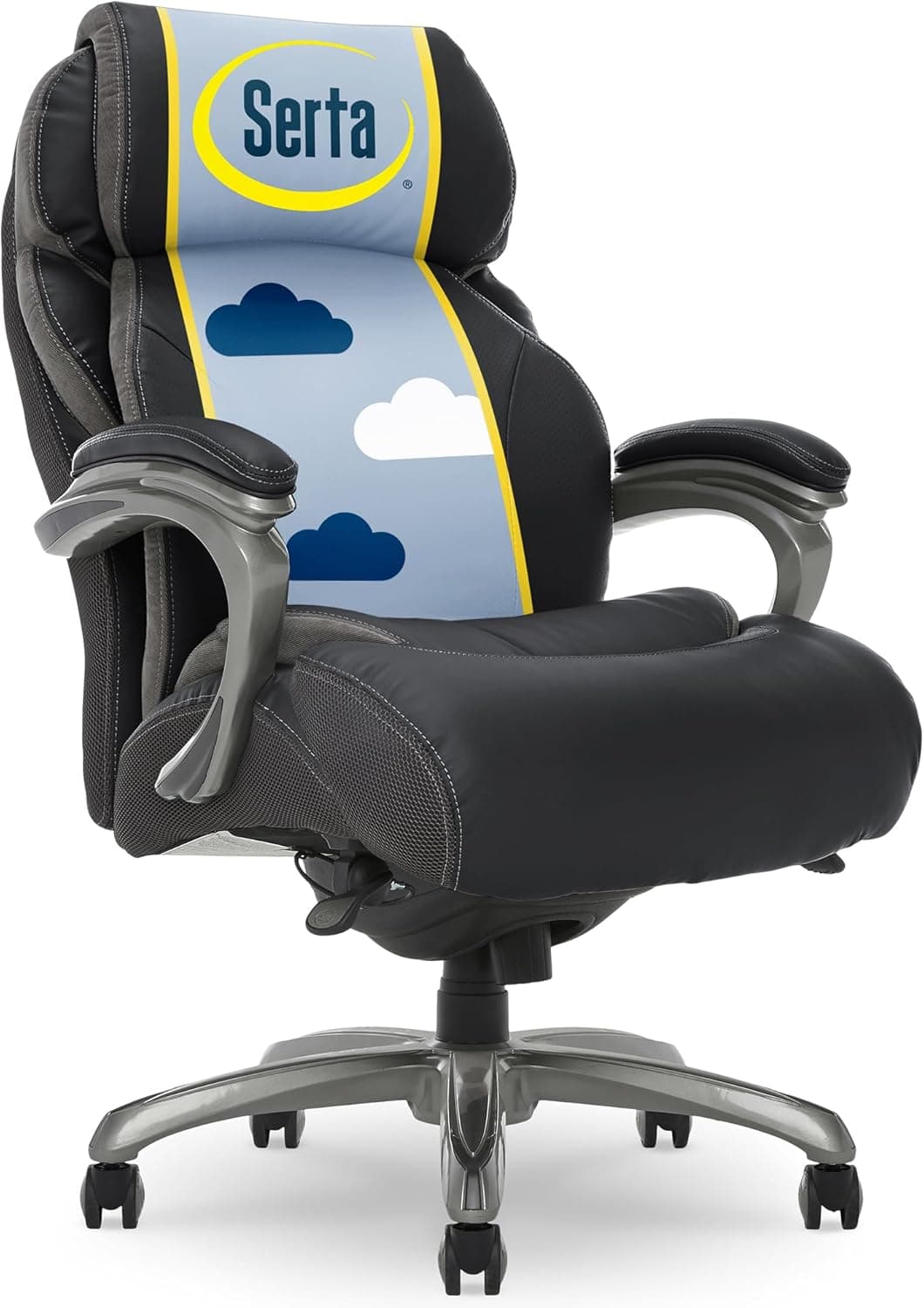 Serta Jackson Big and Tall Executive Home Office Chair with Smart Layers Technology, Wide Seat Cushion, Bonded