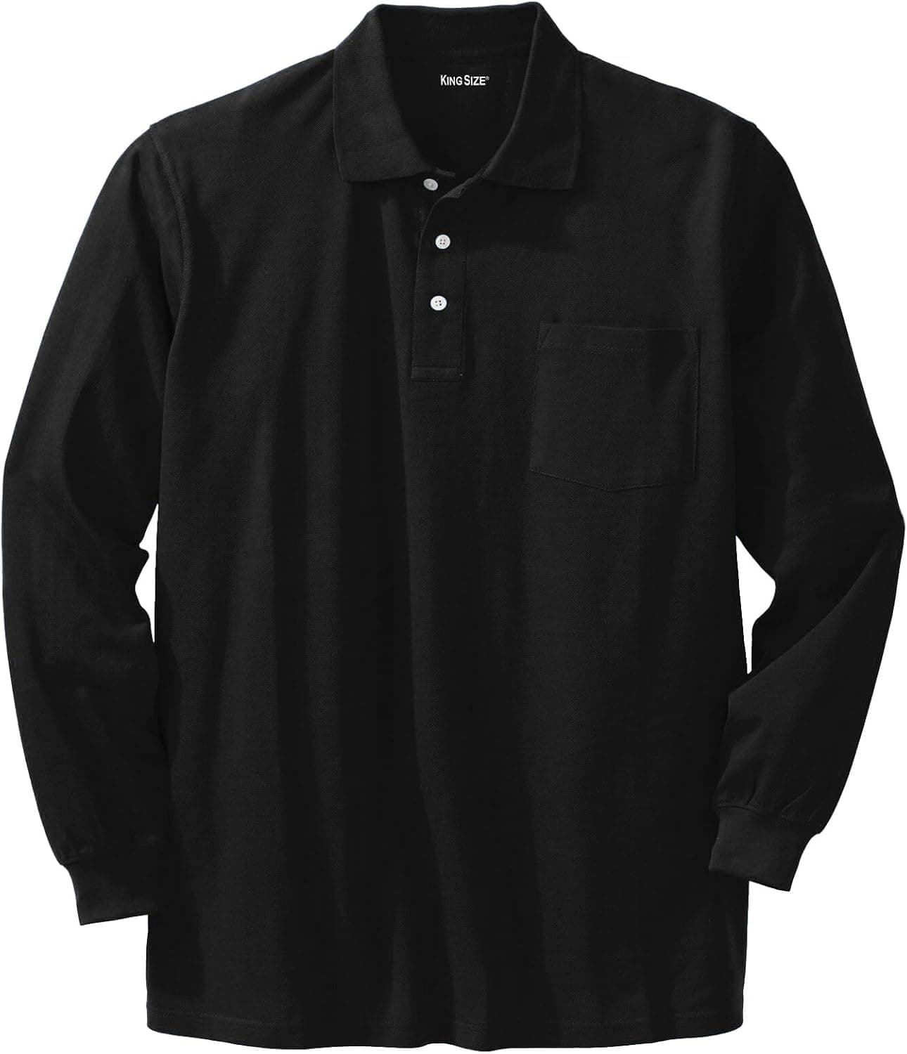 KingSize Men's Big & Tall Long-Sleeve Shrink-Less Cotton Polo Shirt