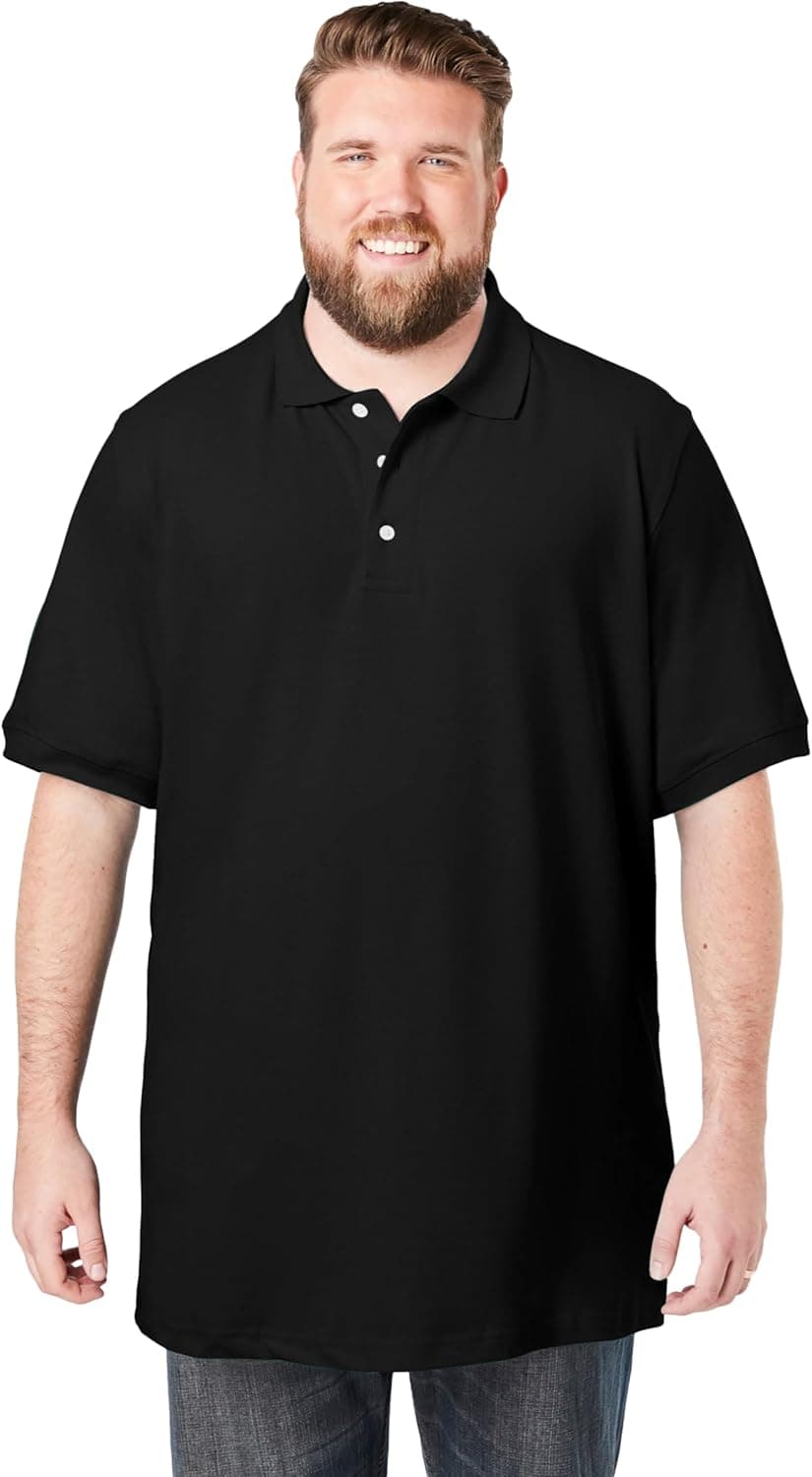 KingSize Men's Big & Tall Shrink-Less Longer-Length Cotton Polo Shirt