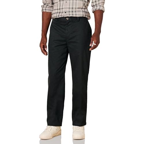 Amazon Essentials Men's Classic-Fit Wrinkle-Resistant Flat-Front Chino Pant, Black, 36W x 36L