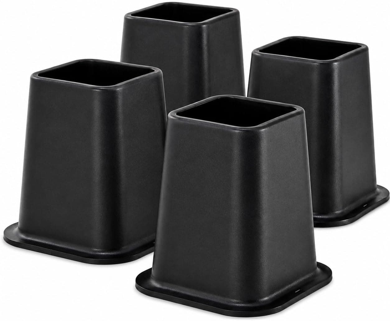 Kings Brand Furniture 6-inch Bed Risers, Set of 4 Black Heavy Duty Stackable Furniture Risers