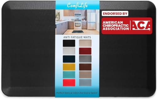 ComfiLife Anti Fatigue Floor Mat - 3/4 Inch Thick Kitchen Mats for Floor, Standing Desk Mat, Kitchen Rug - Comfort at Home, Office - Durable - Stain Resistant - Non-Slip Bottom (20" x 32", Black)