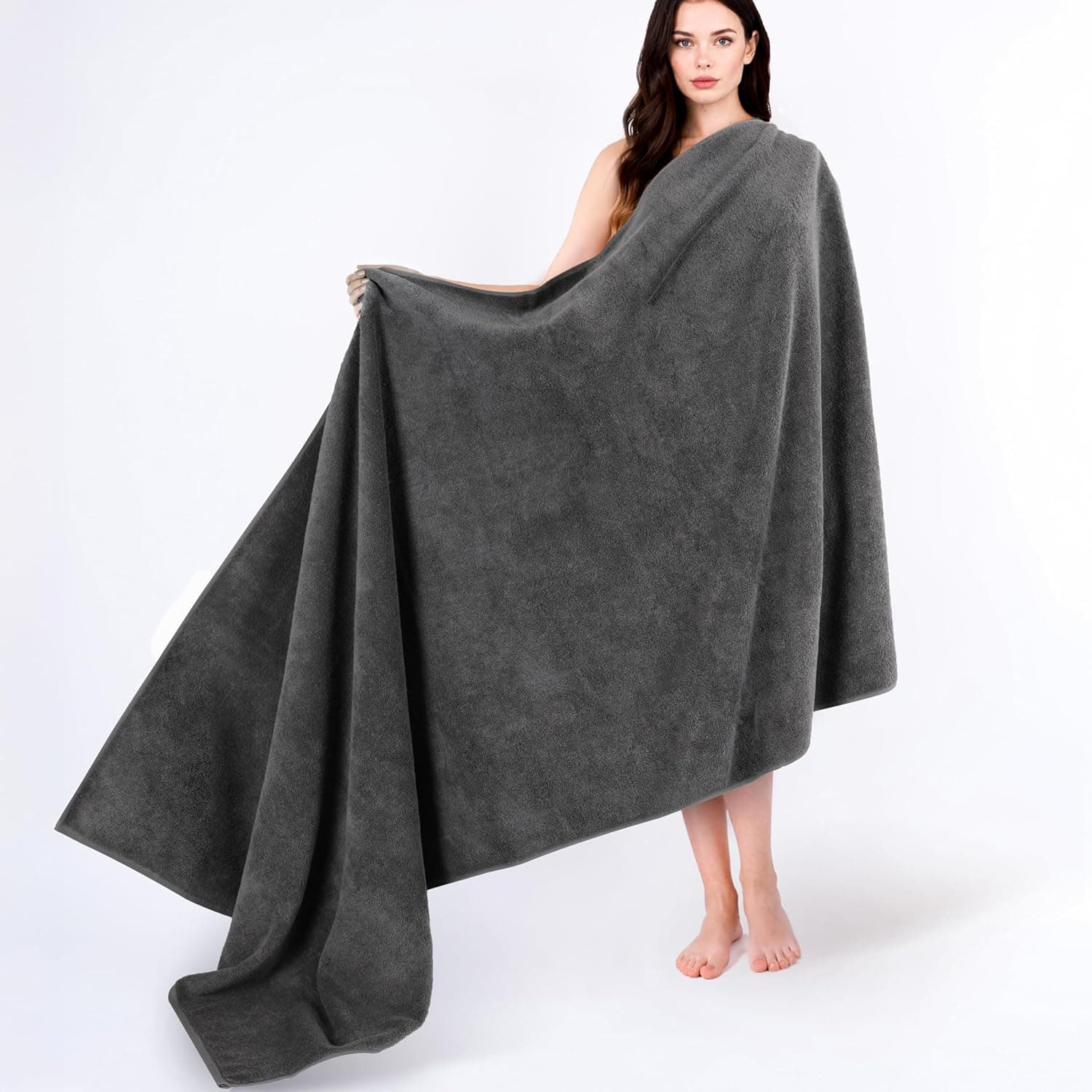 Cotton Paradise 100% Cotton Turkish Towel, Soft Absorbent Quick Dry, 40x80 Oversized Bath Sheet Towel, Dark Gr