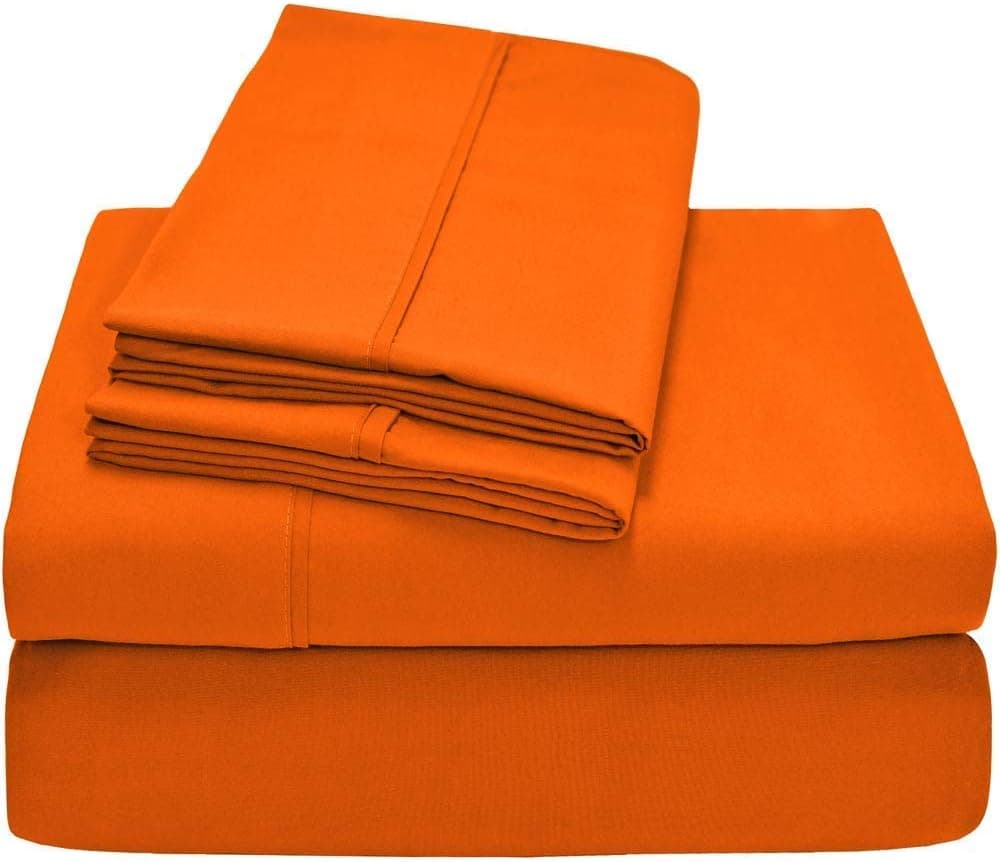Luxury Collection 100% Egyptian Cotton 800 Thread Count 4-Piece Sheet Set California King (72" X 84") Orange Solid, Deep Pocket Fits Up to 17"-19"