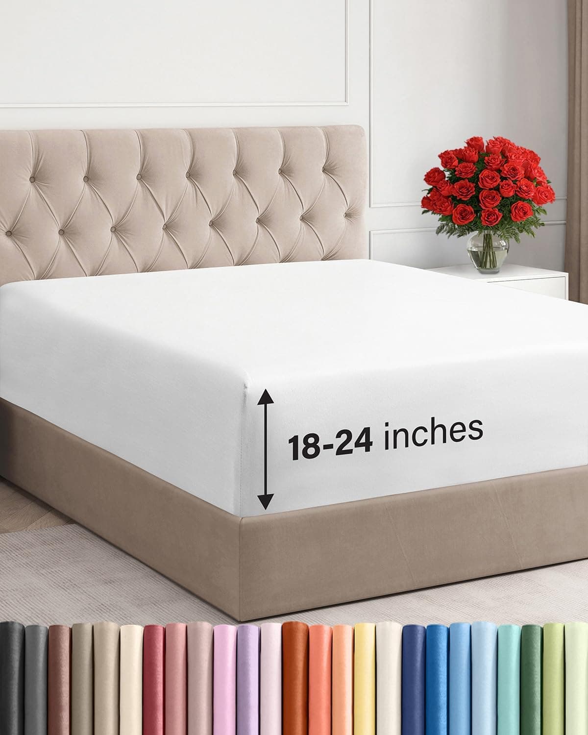CGK Unlimited Extra Deep King Fitted Sheet - Fits 18"-24" Mattress, White
