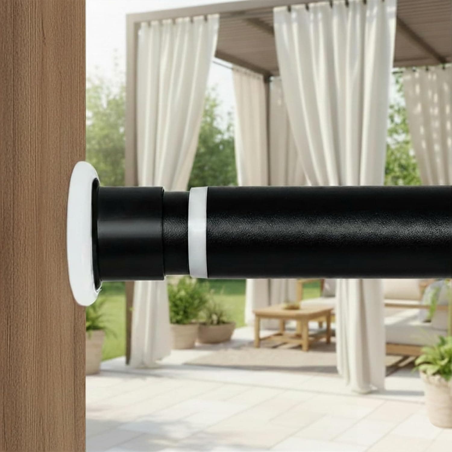 Ginbel Direct Tension Curtain Rod 43 to 162 Inches, 1.26" Diameter Spring Adjustable Heavy Duty, Black