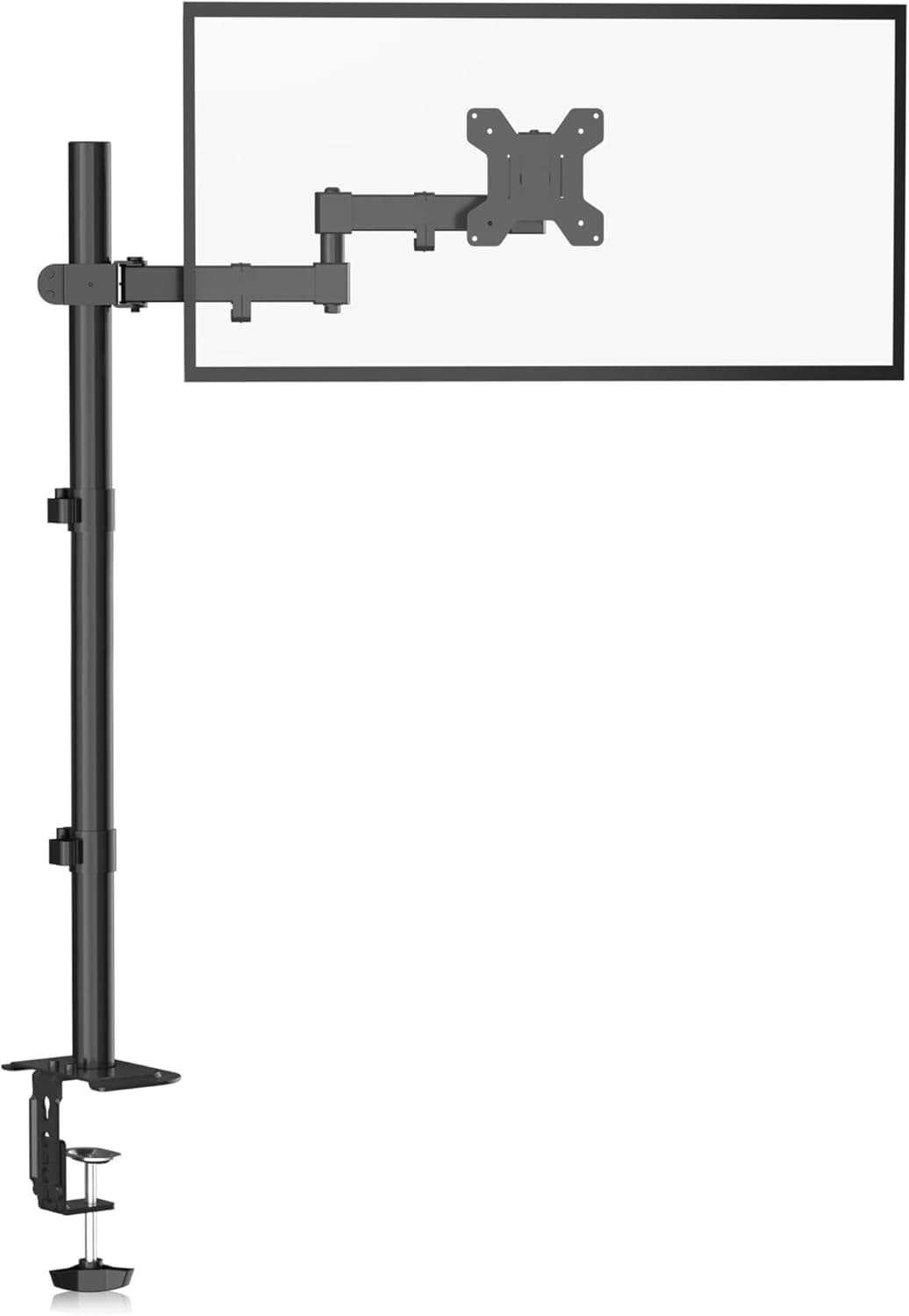 Bracwiser Single Fully Adjustable Standing Height Monitor Arm Stand Mount, 800mm Tall