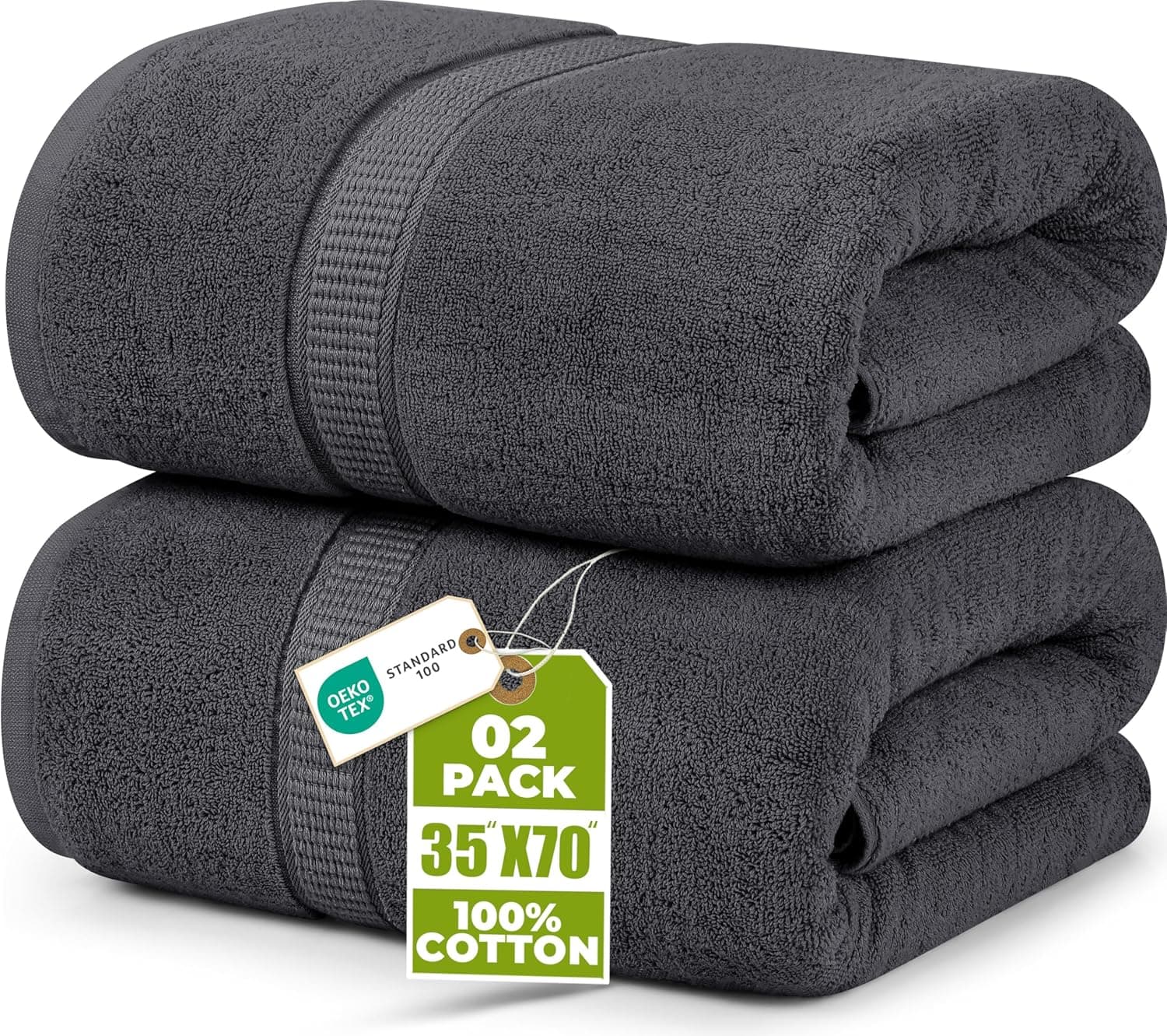 Utopia Towels Jumbo Bath Sheet 2 Piece 600 GSM 35 by 70 Inches 100% Ring Spun Cotton Grey