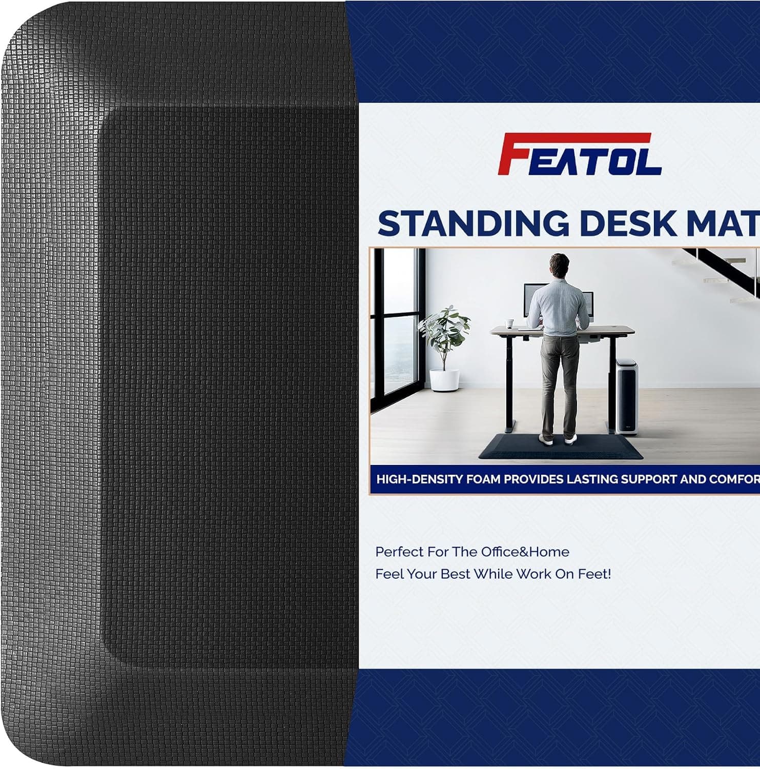 FEATOL Anti Fatigue Mat for Standing, 9/10 Extra Thick Ergonomic Standing Desk Mat