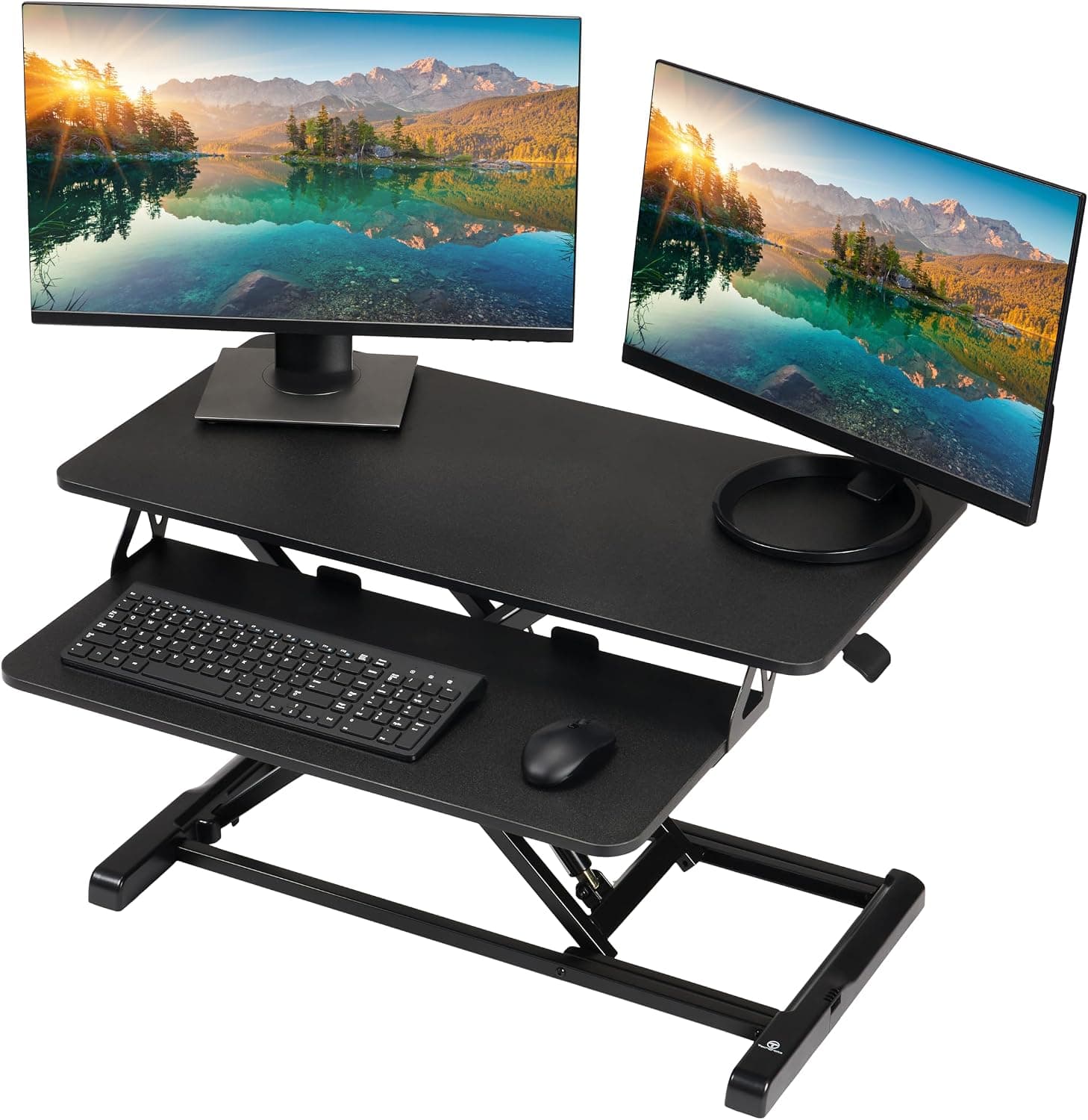 TechOrbits Standing Desk Converter 32 Inch Adjustable Sit to Stand Dual Monitor Riser
