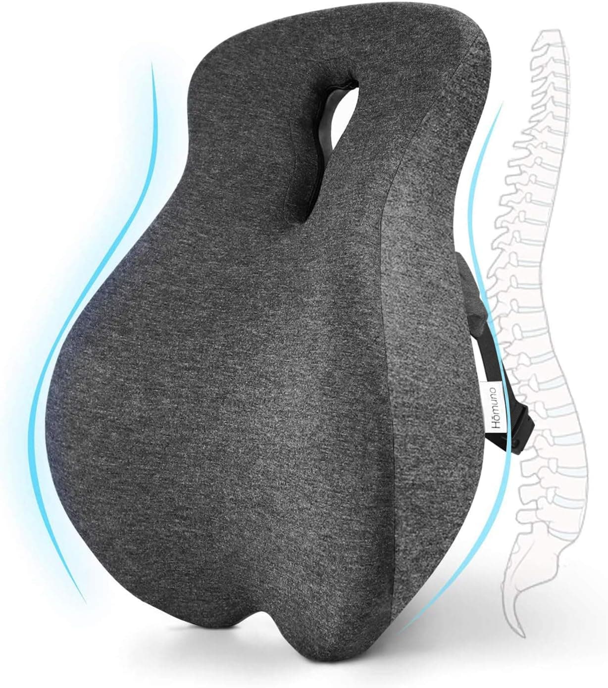 Lumbar Support Pillow for Office Chair, Memory Foam Back Cushion with Breathable Mesh for Back Pain Relief (Gray)