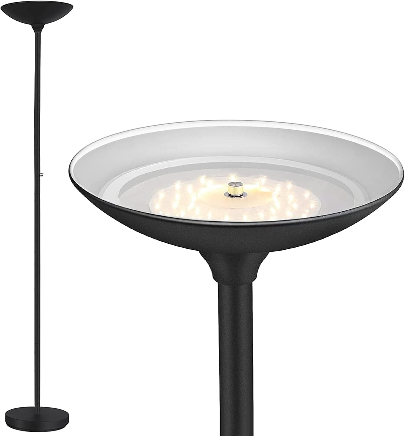 BoostArea Torchiere Floor Lamp, 30W Super Bright LED Standing Lamp, 70 Inch Tall Metal Modern, Black