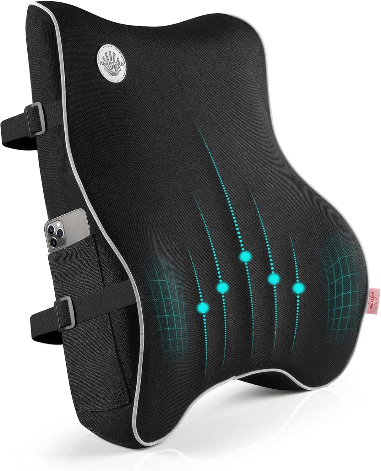 Lumbar Support Pillow, Memory Foam Back Support for Office Chair, Car Seat, Recliner with Breathable 3D Mesh Cover
