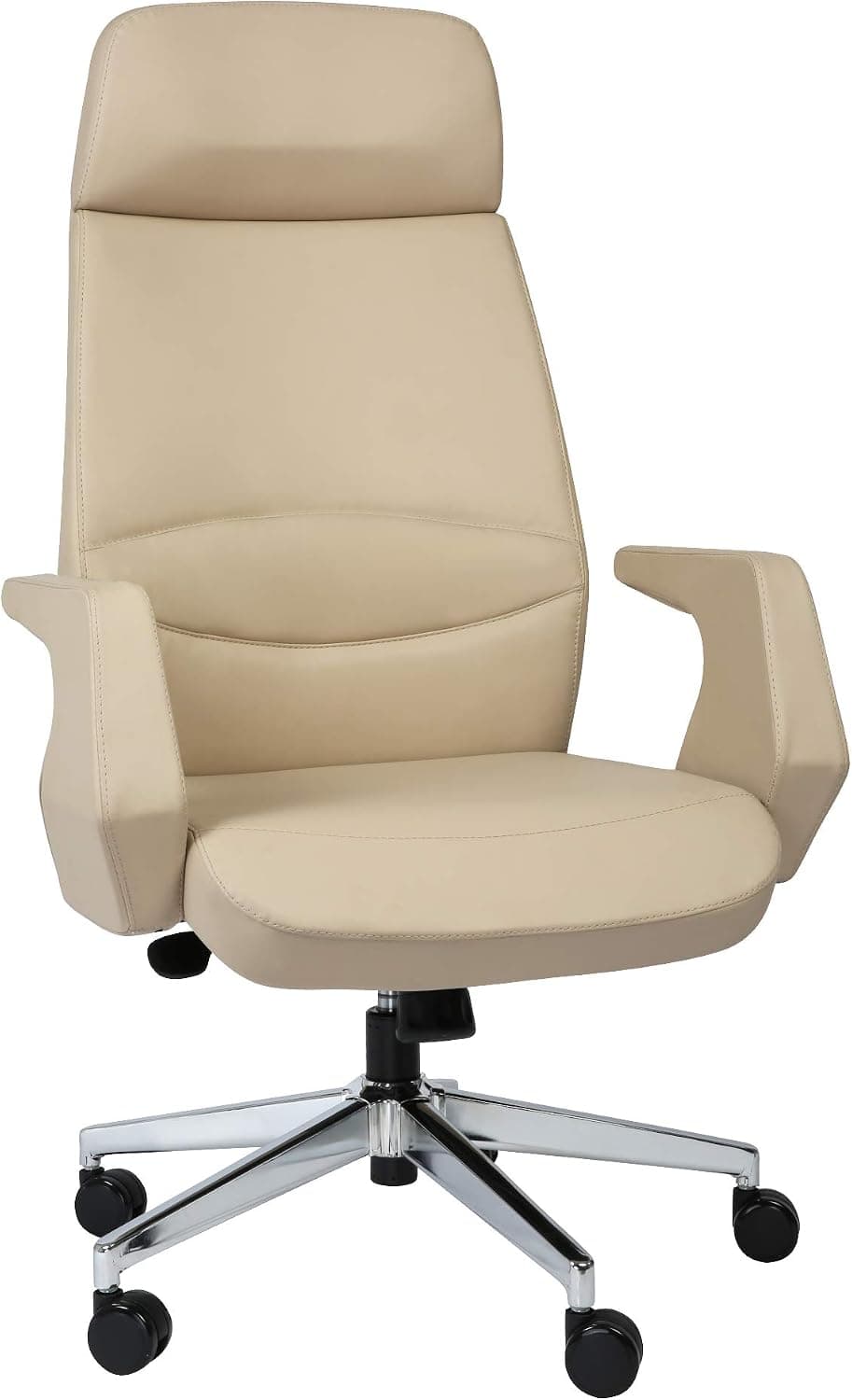 Koreyosh Executive High Back Office Desk Chair, Ergonomic & Adjustable Swivel with Lumbar Support, Padded Armrests (Beige)