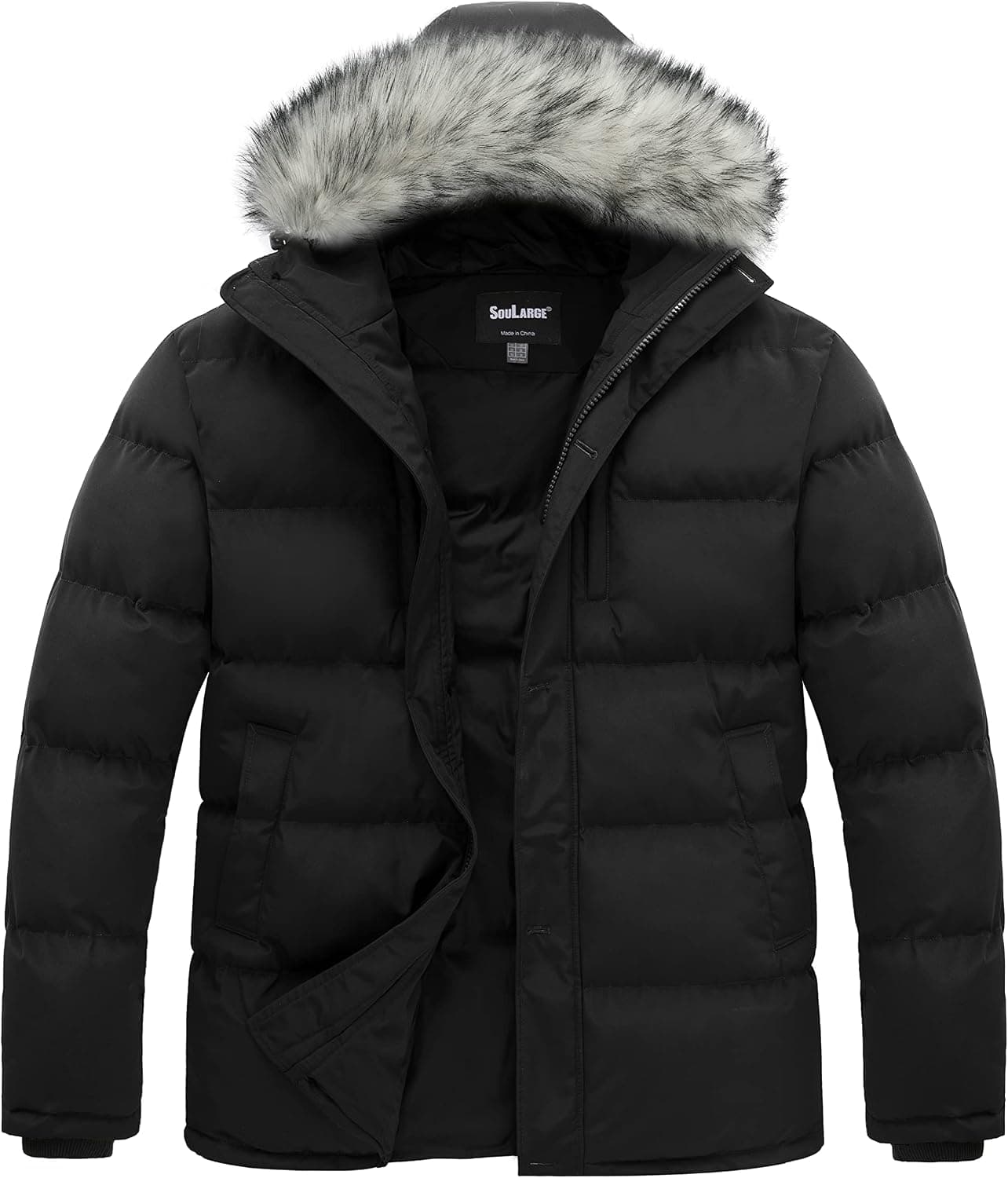 Soularge Men's Big and Tall Water Resistant Hooded Puffer Coat