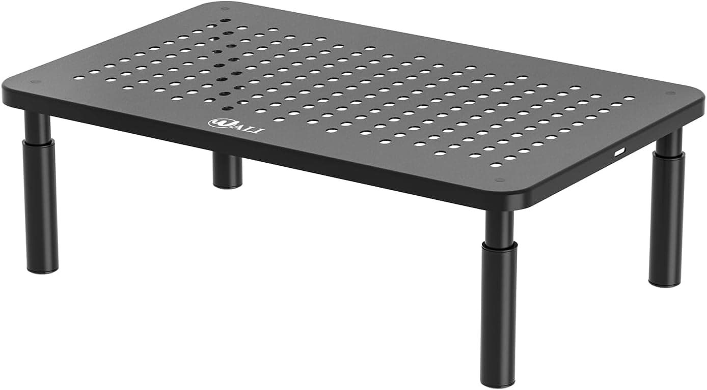 WALI Computer Monitor Stand for Desk, Adjustable Laptop Riser with Underneath Storage