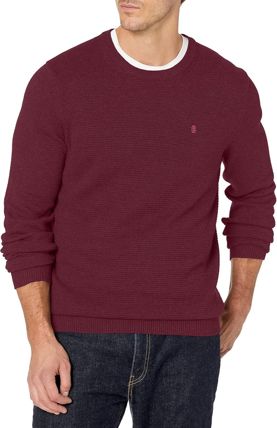 IZOD Men's Big & Tall Classics Long Sleeve Crewneck Textured Ottoman Sweater