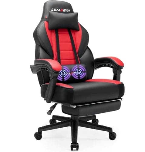 LEMBERI Big and Tall Gaming Chair, 400lb Capacity, Red