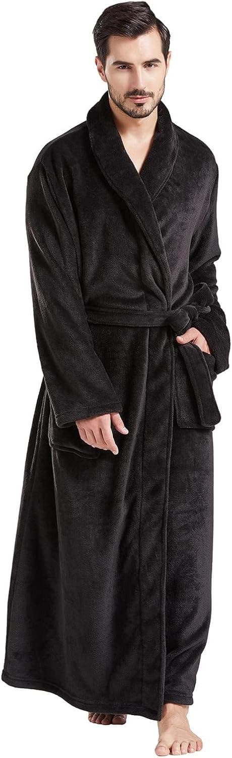 FashGudim Men's Robes Big and Tall Full Length Plush Fleece Long Robe