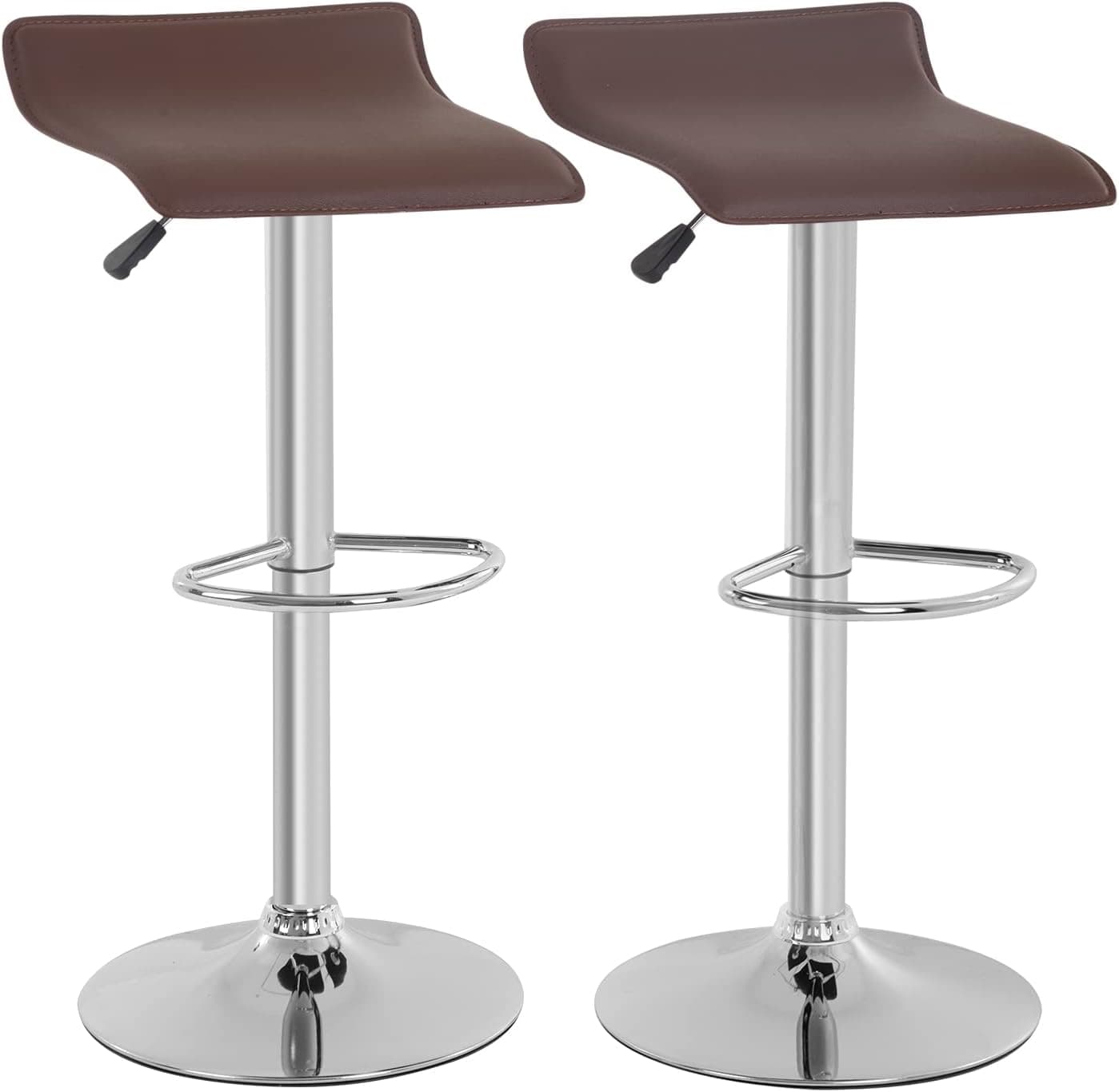 BestOffice Set of 2 Adjustable Bar Stools with Modern PU Leather Swivel
