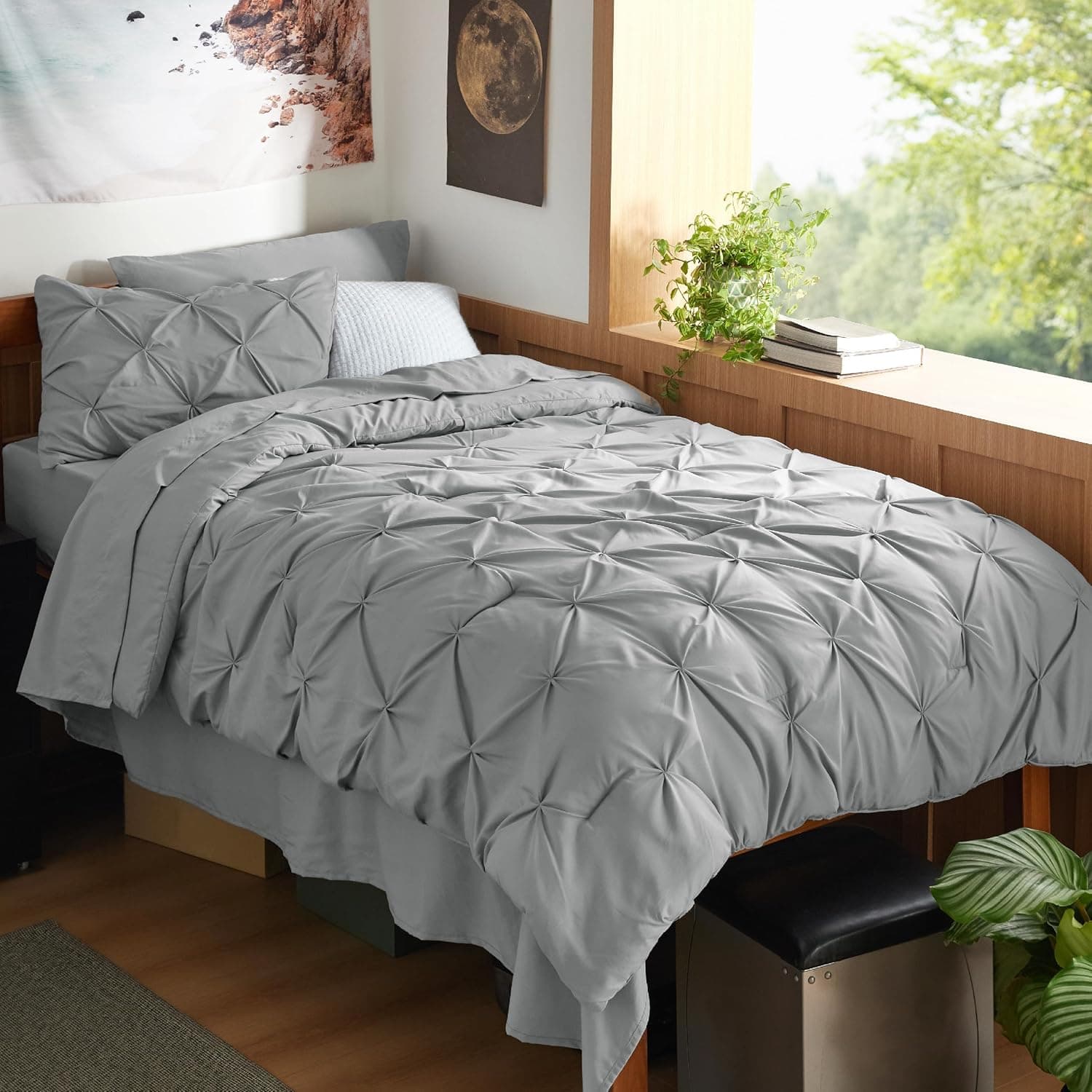 Bedsure Twin XL Comforter Set with Sheets - Down Alternative Bedding, Grey