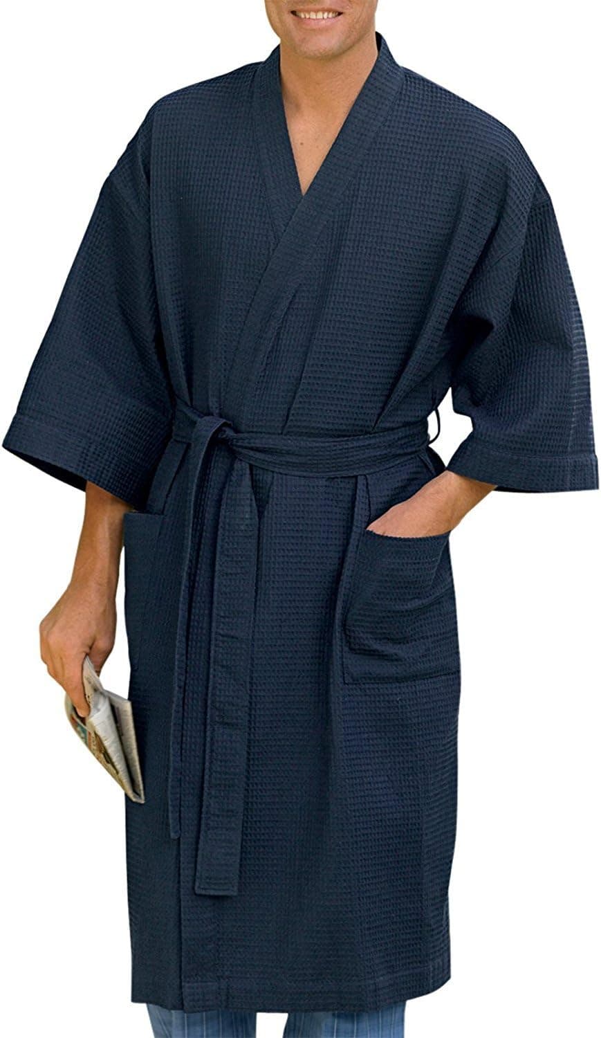 Harbor Bay Big & Tall Waffle-Knit Kimono Robe