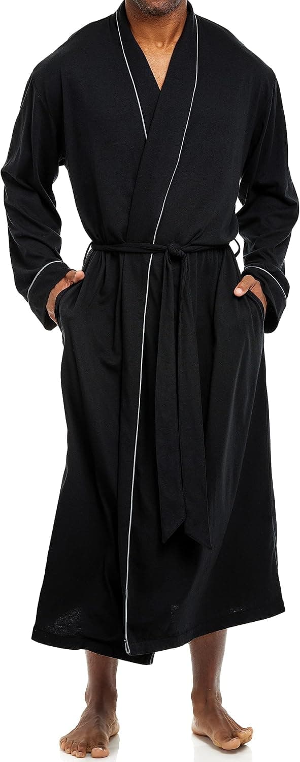 Alexander Del Rossa Men's Cotton Knit Robe with Pockets (5 ft 5 in & Taller)