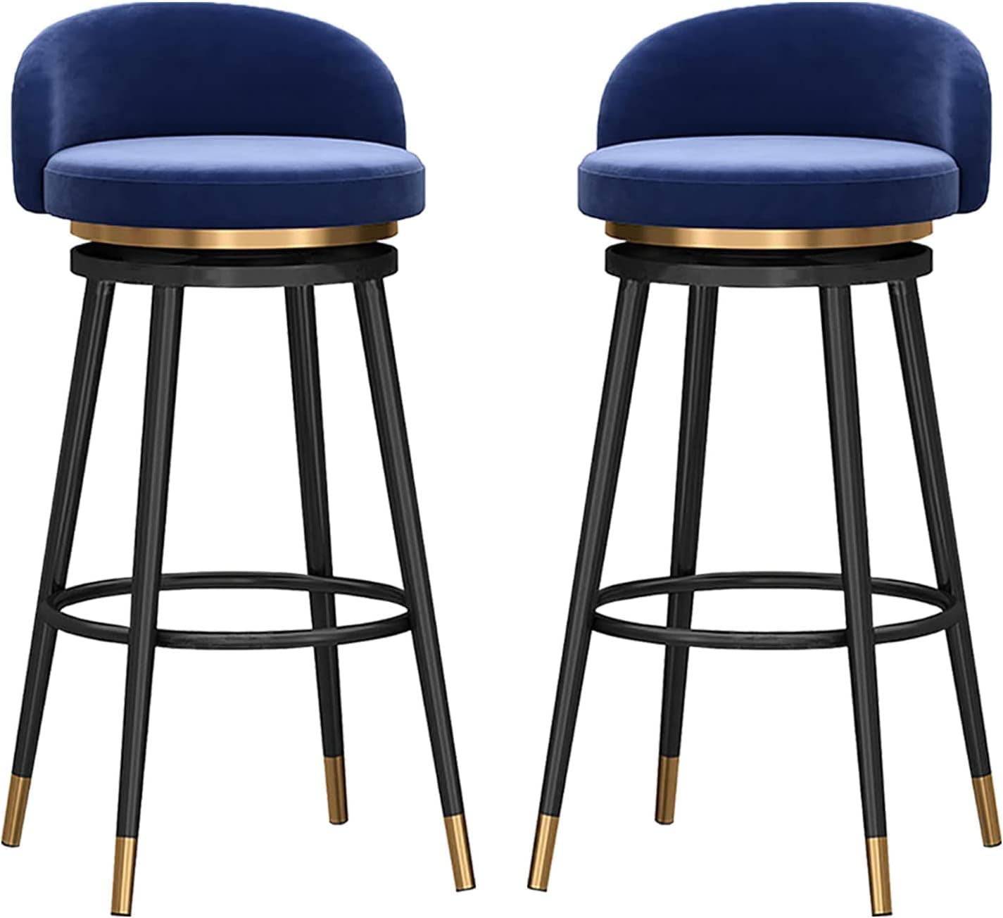 Counter Height Bar Stools with Low Back, Swivel Bar Chairs Modern Barstools Set of 2