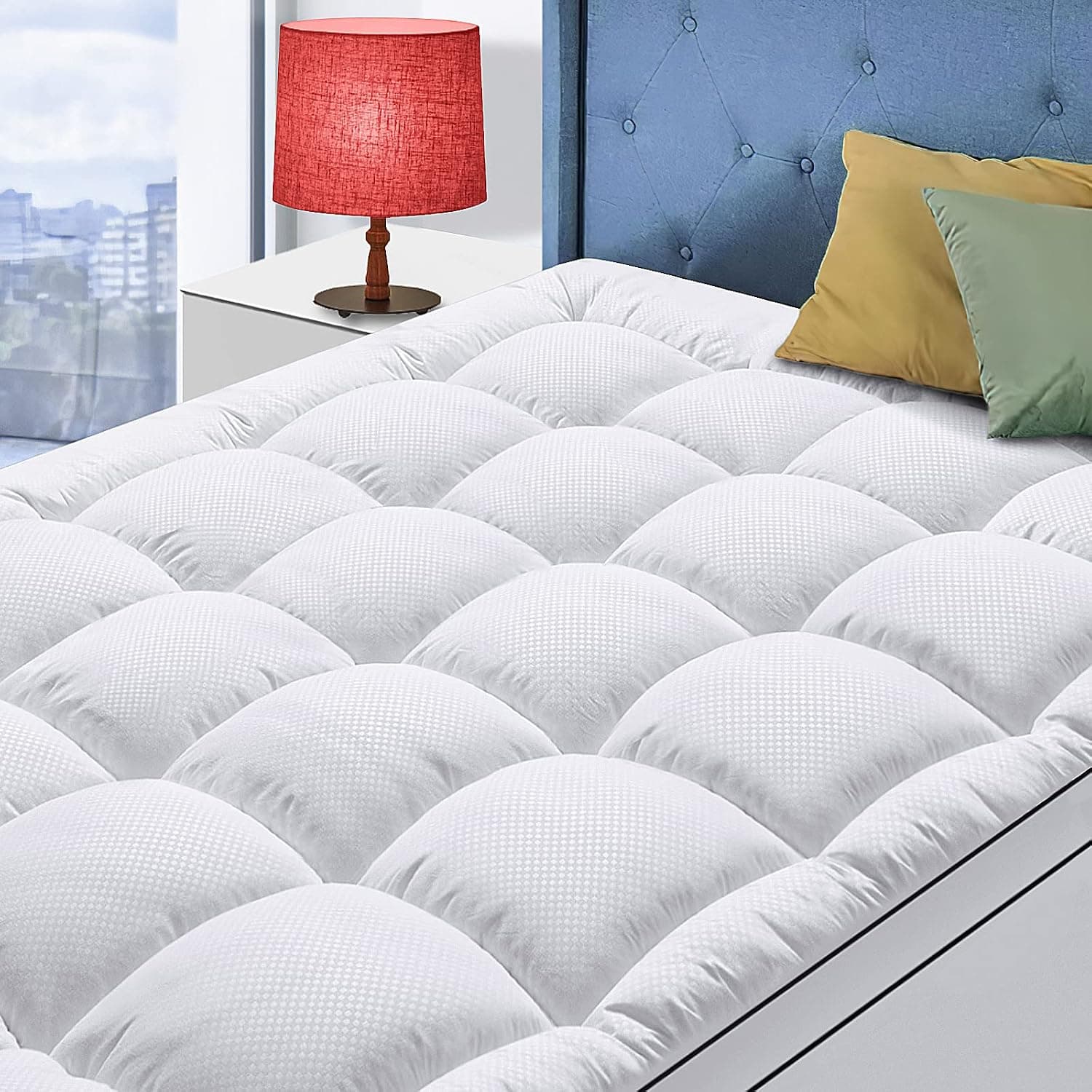 Twin XL Mattress Topper for Back Pain, Cooling Extra Thick Pad 8-21in Deep Pocket, White