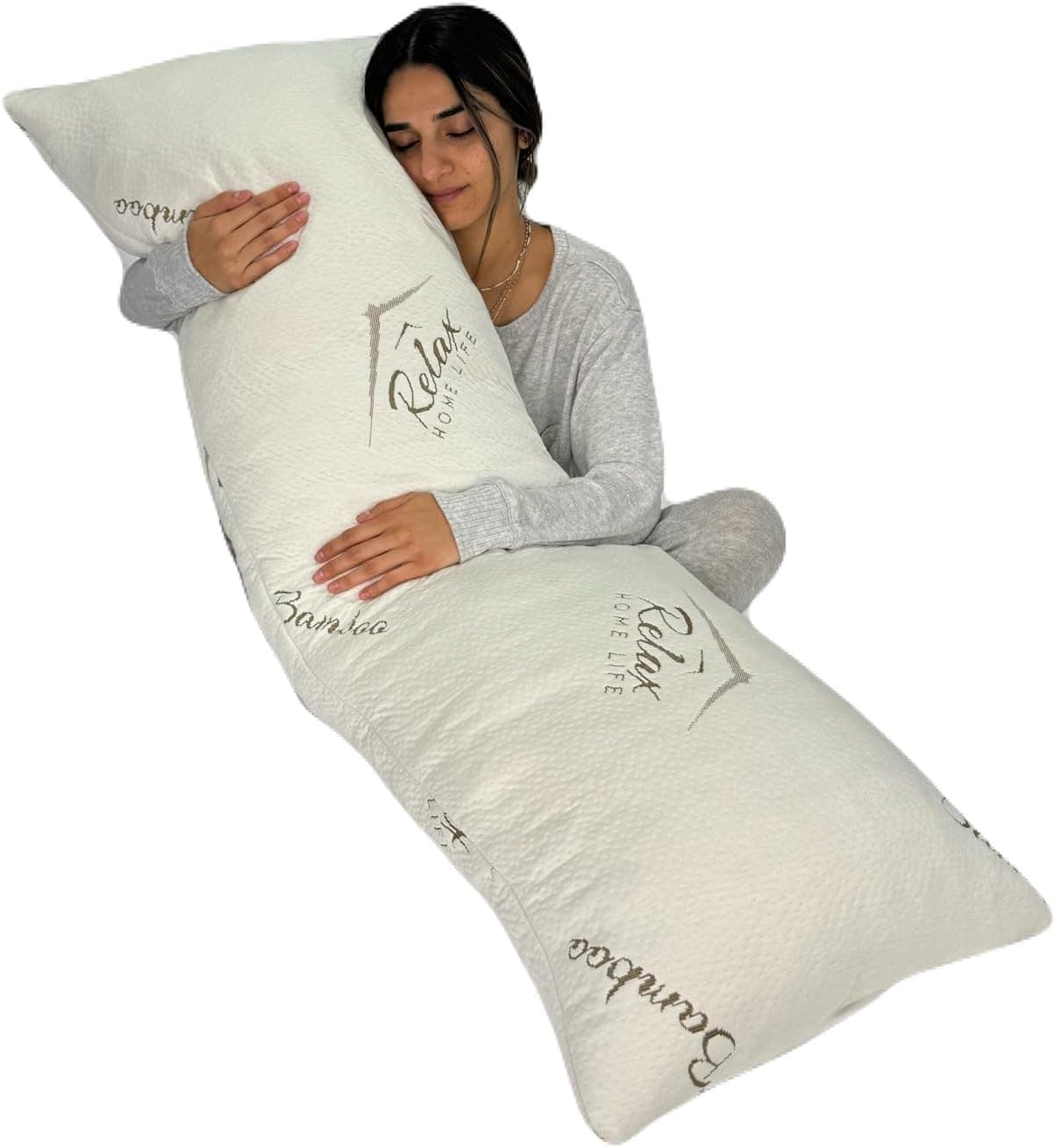 Relax HOME LIFE Ultra-Luxury Full Size Body Pillow, Shredded Memory Foam & Cool-Vent Viscose