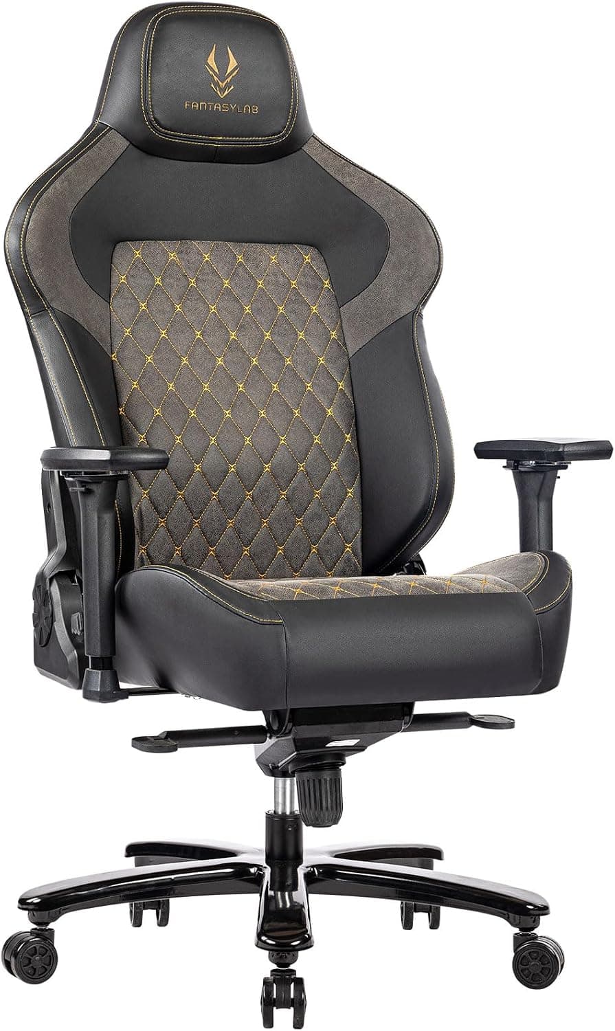 Fantasylab Big and Tall Gaming Chair 440LBS with Metal Base, Memory Foam Lumbar, 4D Adjustable Armrest, Ergonomic High-Back
