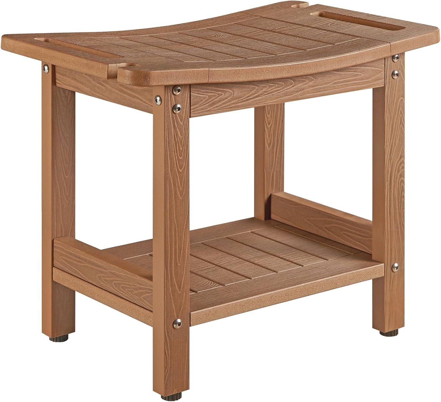 JemKelly Heavy Duty Shower Stools, Shower Benches for Inside Shower, Poly Lumber Plastic Shower Bench Waterproof, Sturdy Wide Stool for 500 LB, Brown