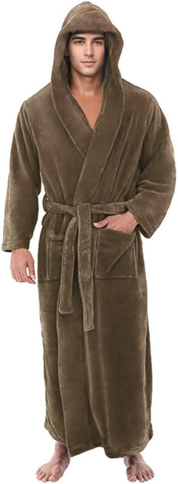 Robe for Men, Mens Luxury Robe Hooded Big and Tall - Long Plush Fleece Bath Robe with Hood and Pockets