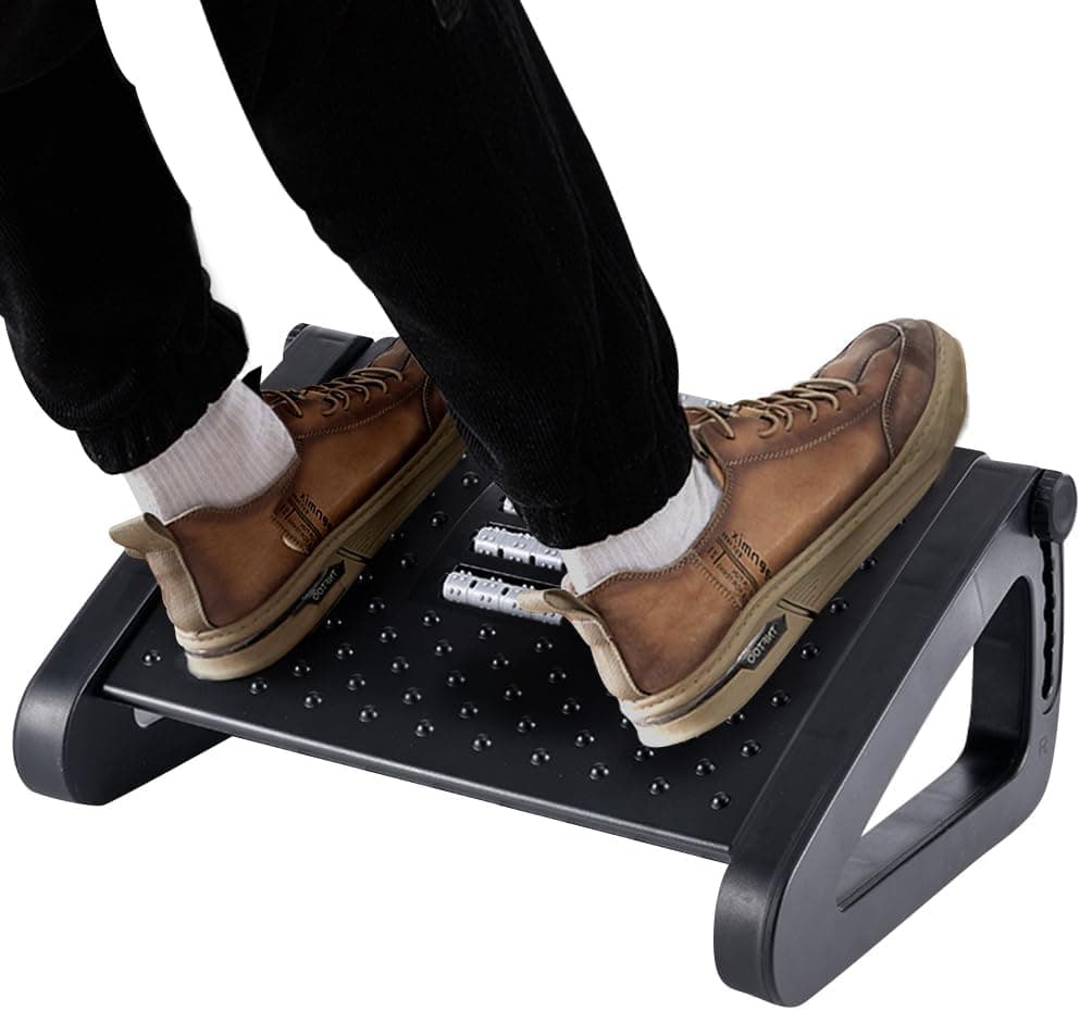 CasaZenith Foot Rest, Six Heights Adjustable Under Desk Footrest with Foot Massage Roller