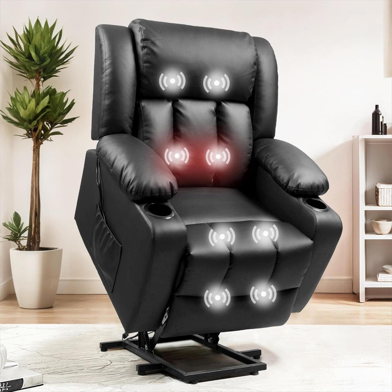 FLEXISPOT XL31 Power Lift Recliner Chair for Elderly, Oversized Electric Lift Chair with Massage & Heat, PU Le