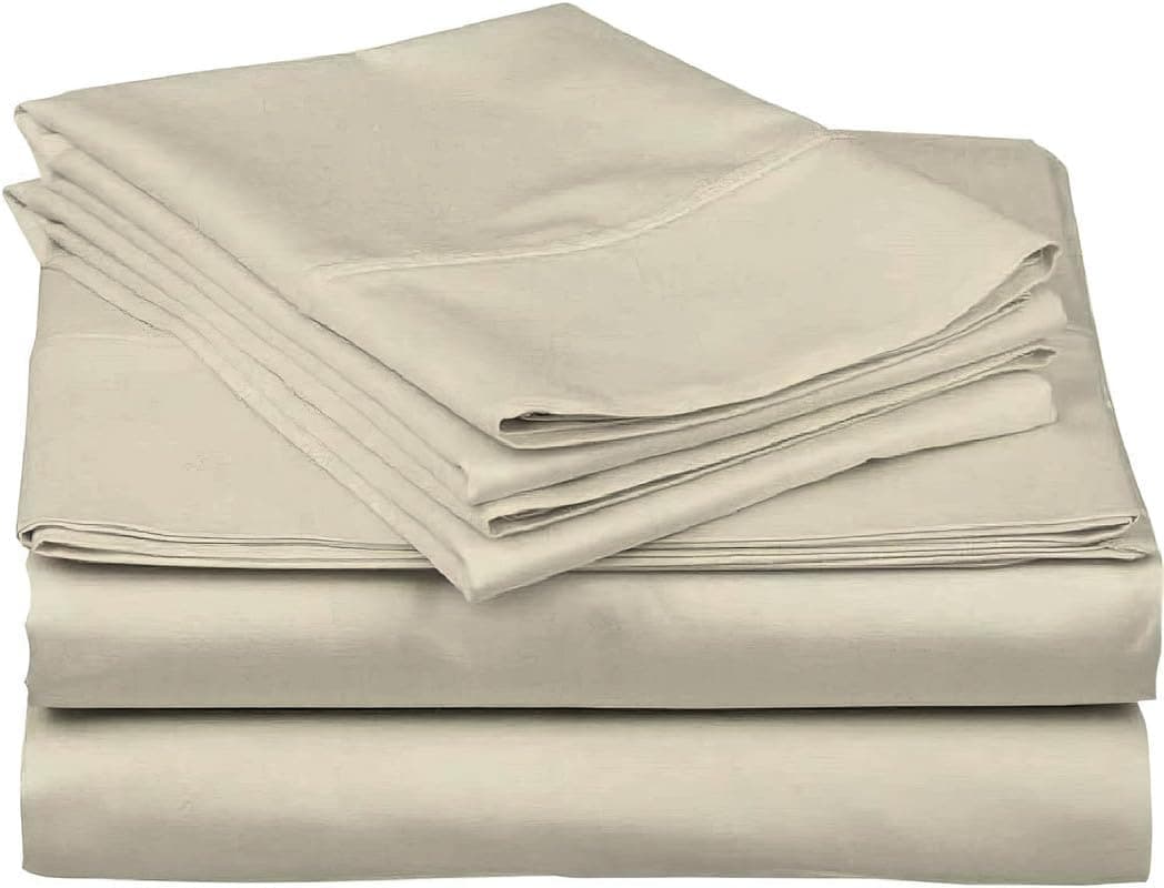Cal King 4 Piece 100% Cotton Sheet Set - Extra Soft - 18 Inch Deep Pockets - Easy Fit - Wrinkle Free - Ivory Solid