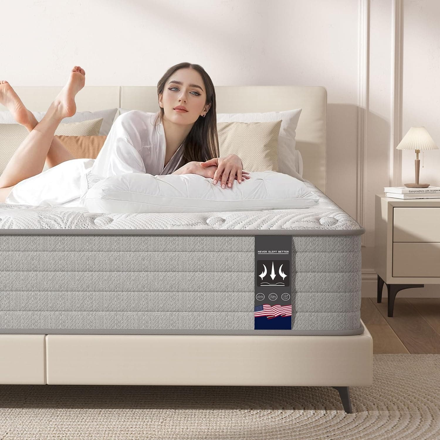 Twin XL Mattress, 12 inch Hybrid Gel Memory Foam Mattress with Pocket Springs, XL Twin Mattress in a Box, Medium Firm, Motion Isolation, CertiPUR-US