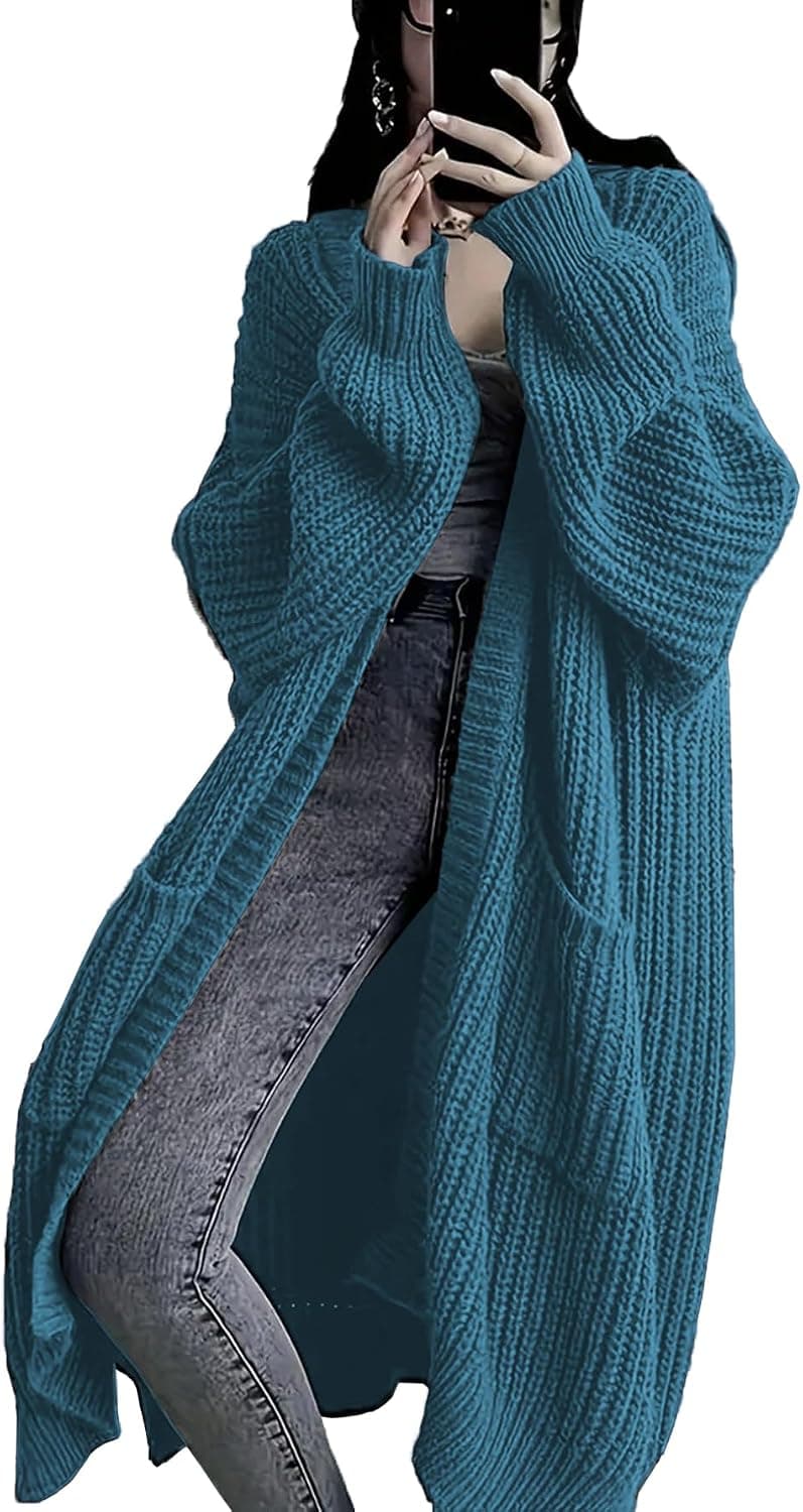 GUTPOINT Womens Long Cardigan Sweaters Open Front Oversized Duster with Pocket Knit Coats