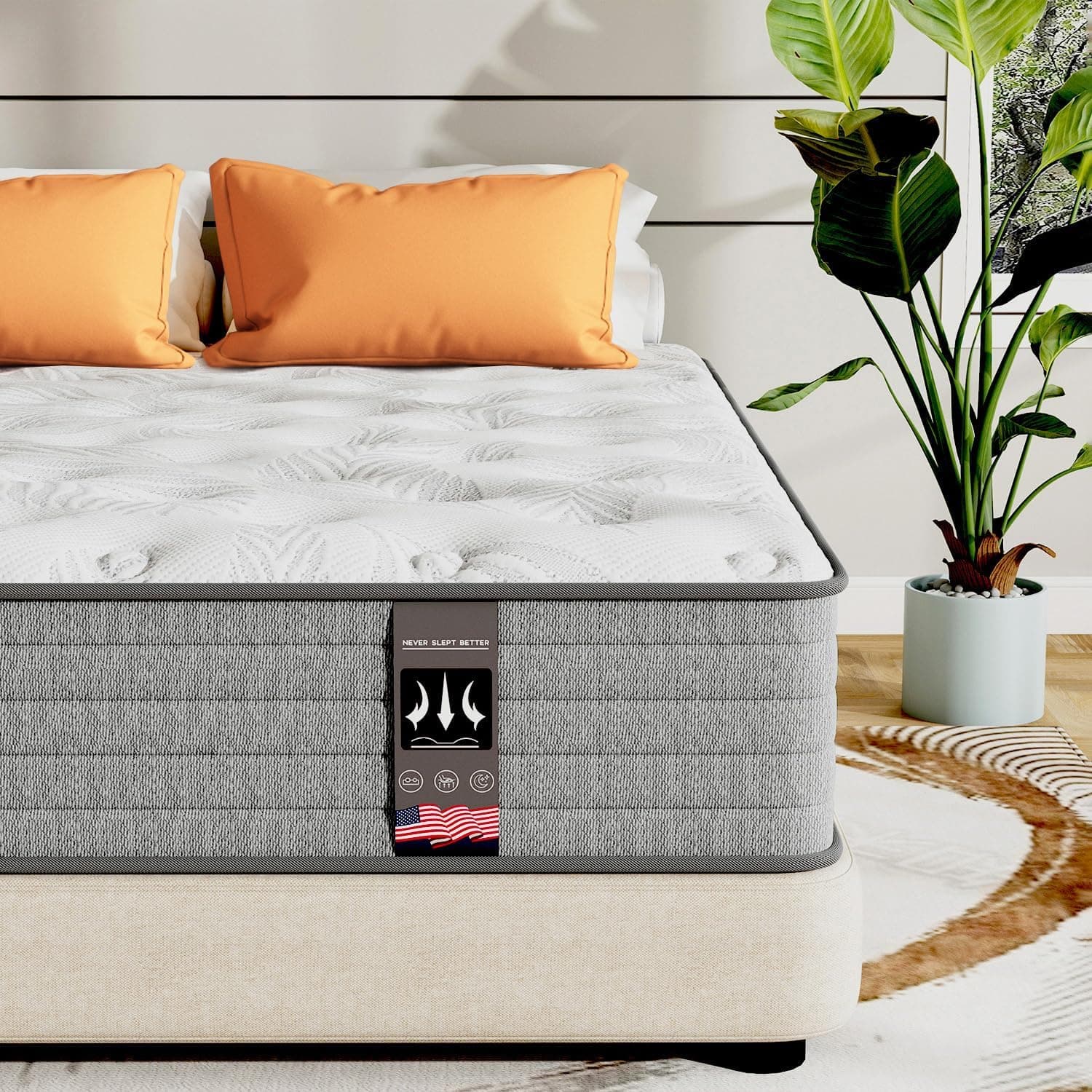 Twin XL Mattress 12 Inch Superior Hybrid XL Twin Mattress in a Box with Gel Memory Foam, Individually Pocket Springs, Medium Firm, CertiPUR-US