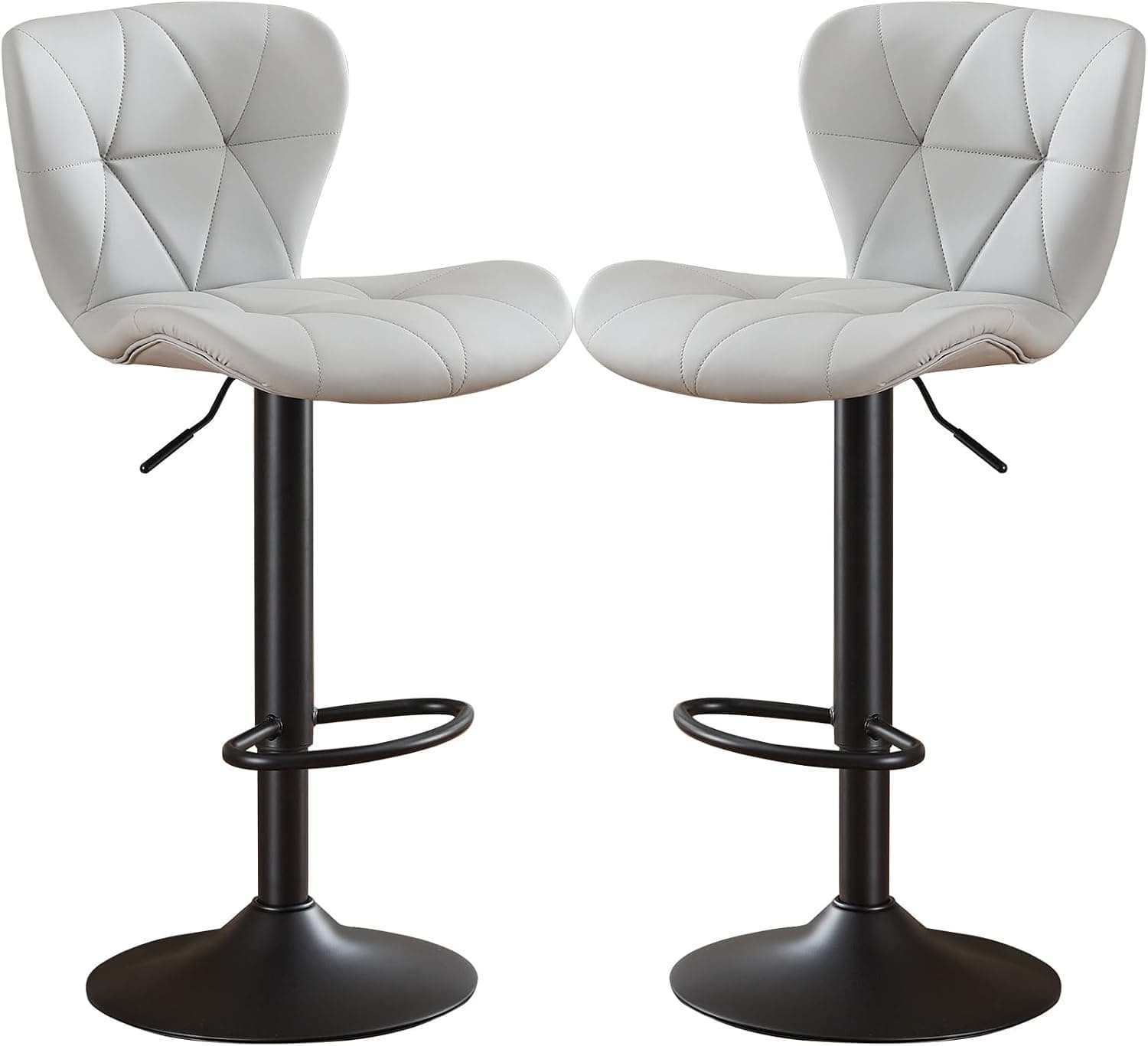 HOLILA Adjustable Bar Stools Set of 2, Modern PU Leather Upholstered Armless Swivel Bar Chairs with Back
