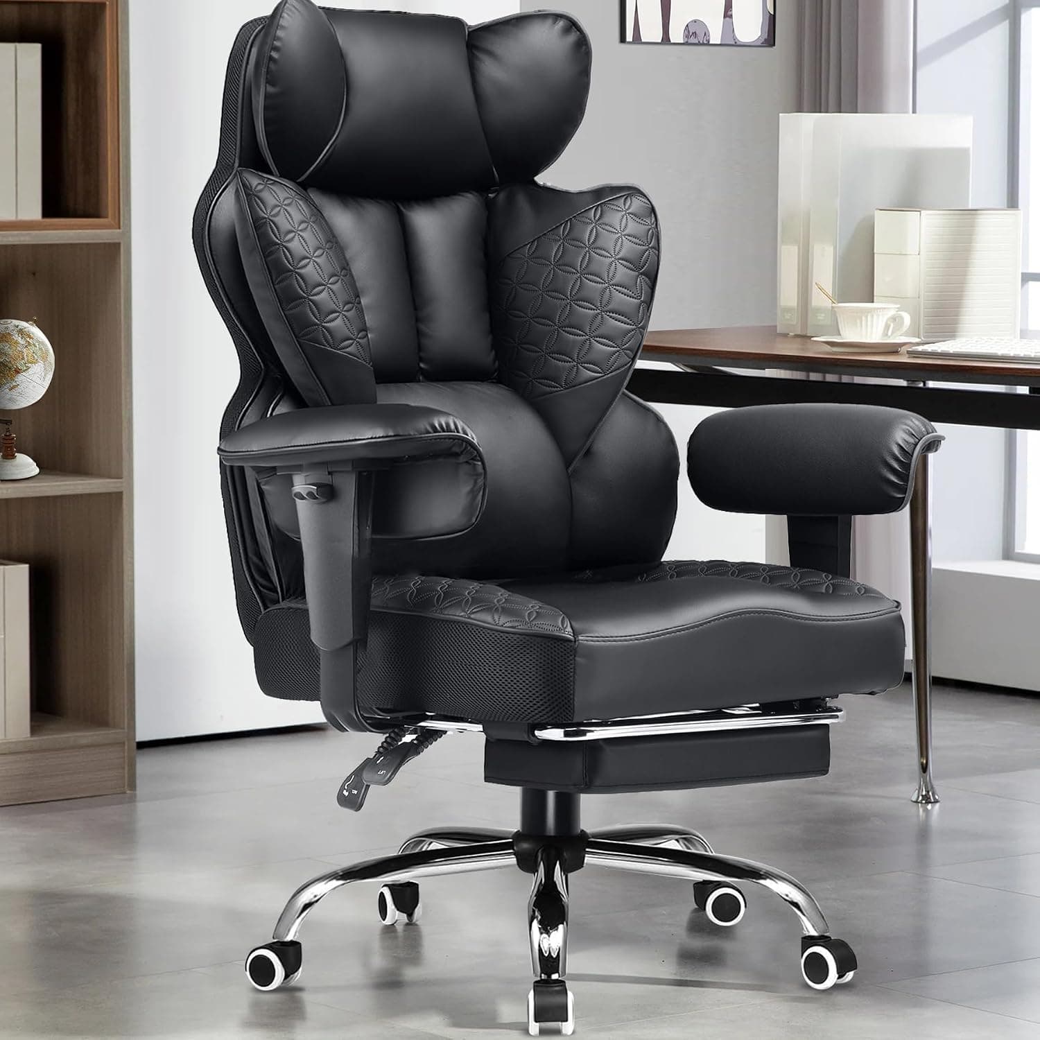 GTPLAYER Big and Tall Gaming Chair 400lbs with Foot Rest & High Back Pocket Spring Lumbar Support, Wide Comfy Cushion (Black)