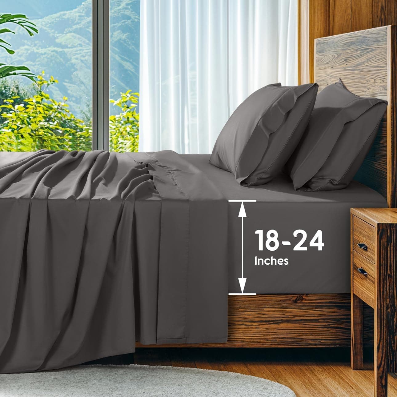 SONORO KATE 100% Egyptian Cotton Sheets Set, Extra Deep Pocket up to 18"-24", 1000 Thread Count, 5-Star Hotel 