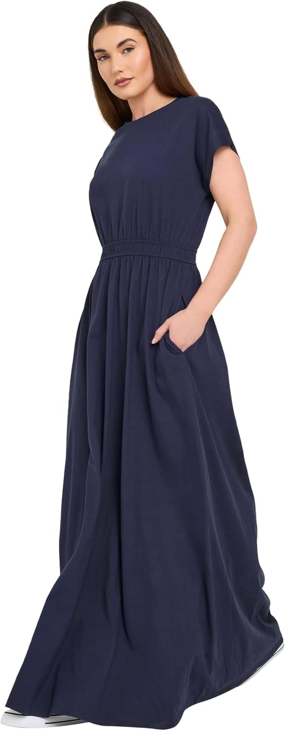 Long Tall Sally LTS Tall Jersey Shirred Waist Maxi Dress (Navy)