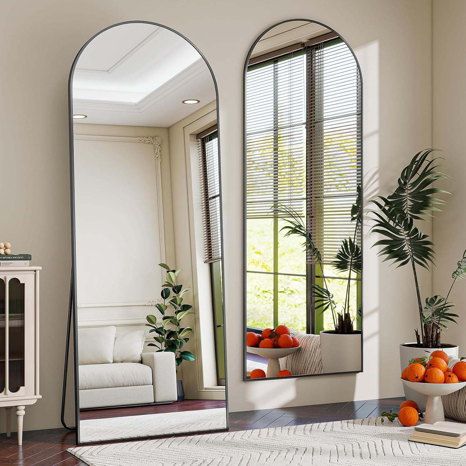 Riskioir 71"x30" Arch Full Length Mirror, Floor Full Body Mirror with Aluminum Frame, Standing, Leaning or Hanging, for Bedroom, Living Room, Black