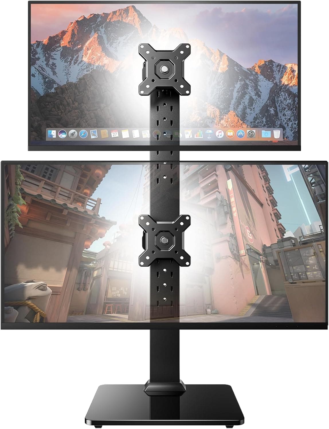 HUANUO Dual Monitor Stand for 13 to 34 Inch, Max Load 44 lbs, Vertical Monitor Mount, Freestanding