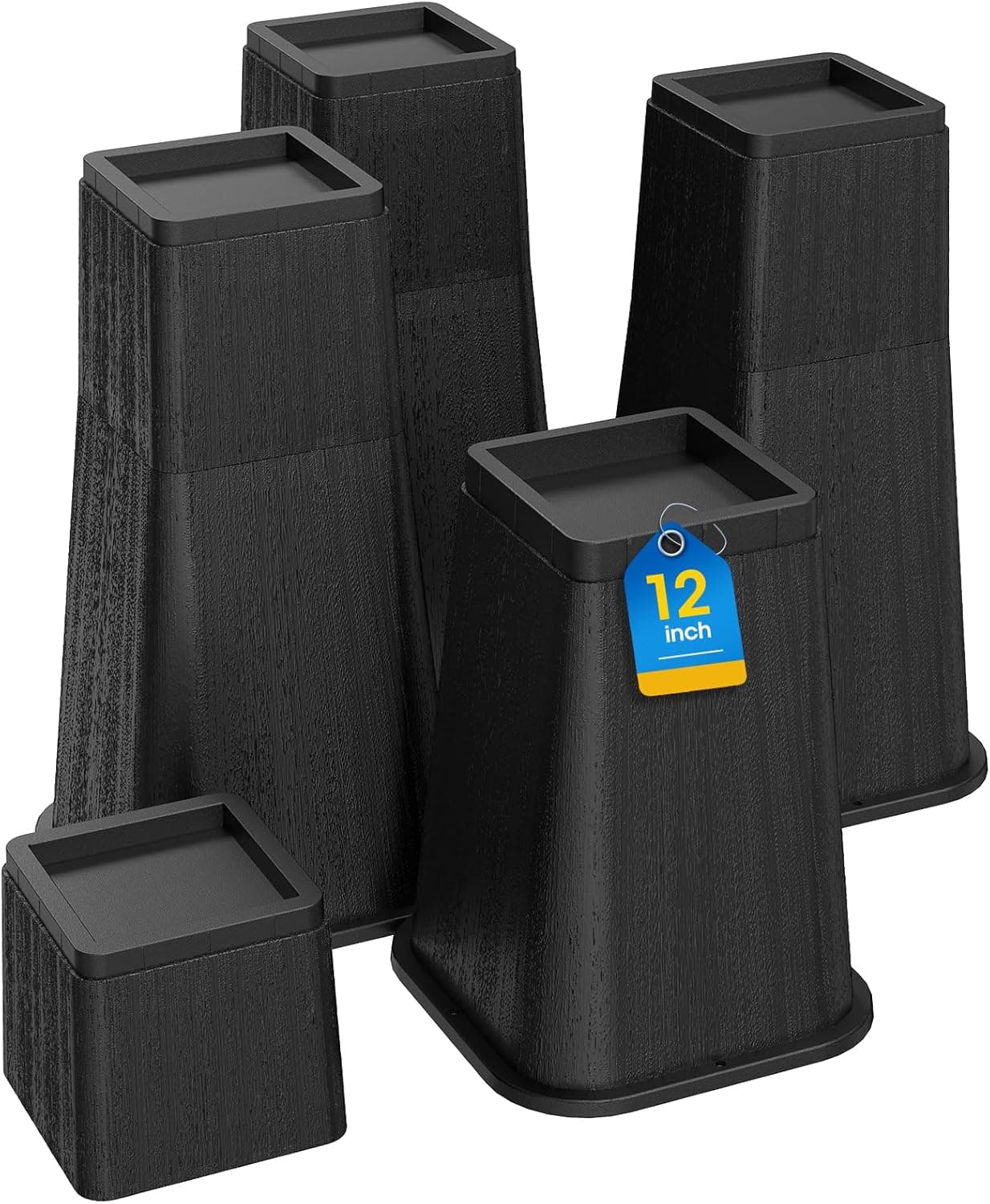 MYMULIKE Bed Risers 12 Inch Heavy Duty, Stackable Furniture Risers Lifts 4/8/12 Inch, Supports 6000 lbs