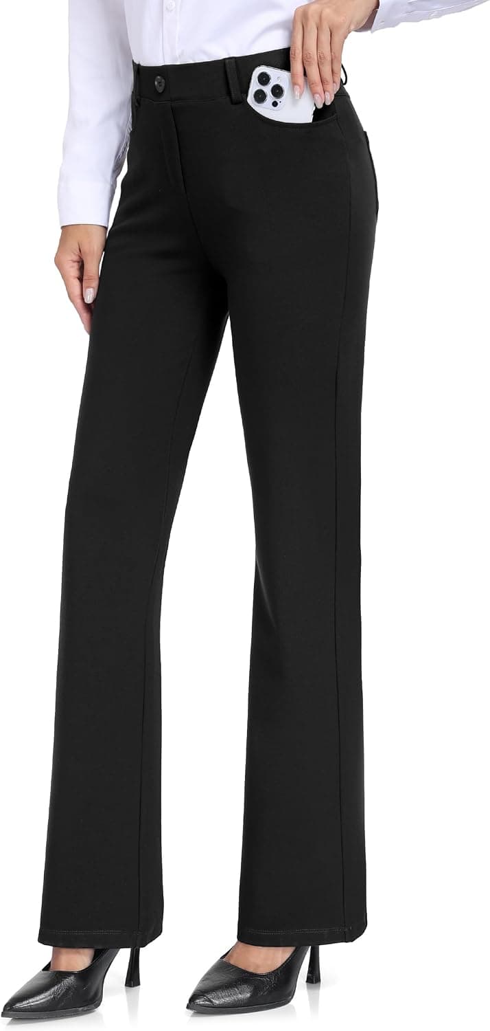 Tallemon Tall Womens Long 34" Inseam Bootcut Dress Pants Office Work Slacks Stretch Trousers