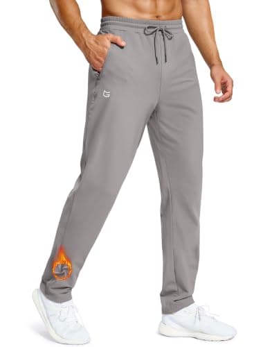 Mens Fleece Lined Winter Pants 32"/34"/36" Inseam Tall Sweatpants(Light Grey,34-2XL)