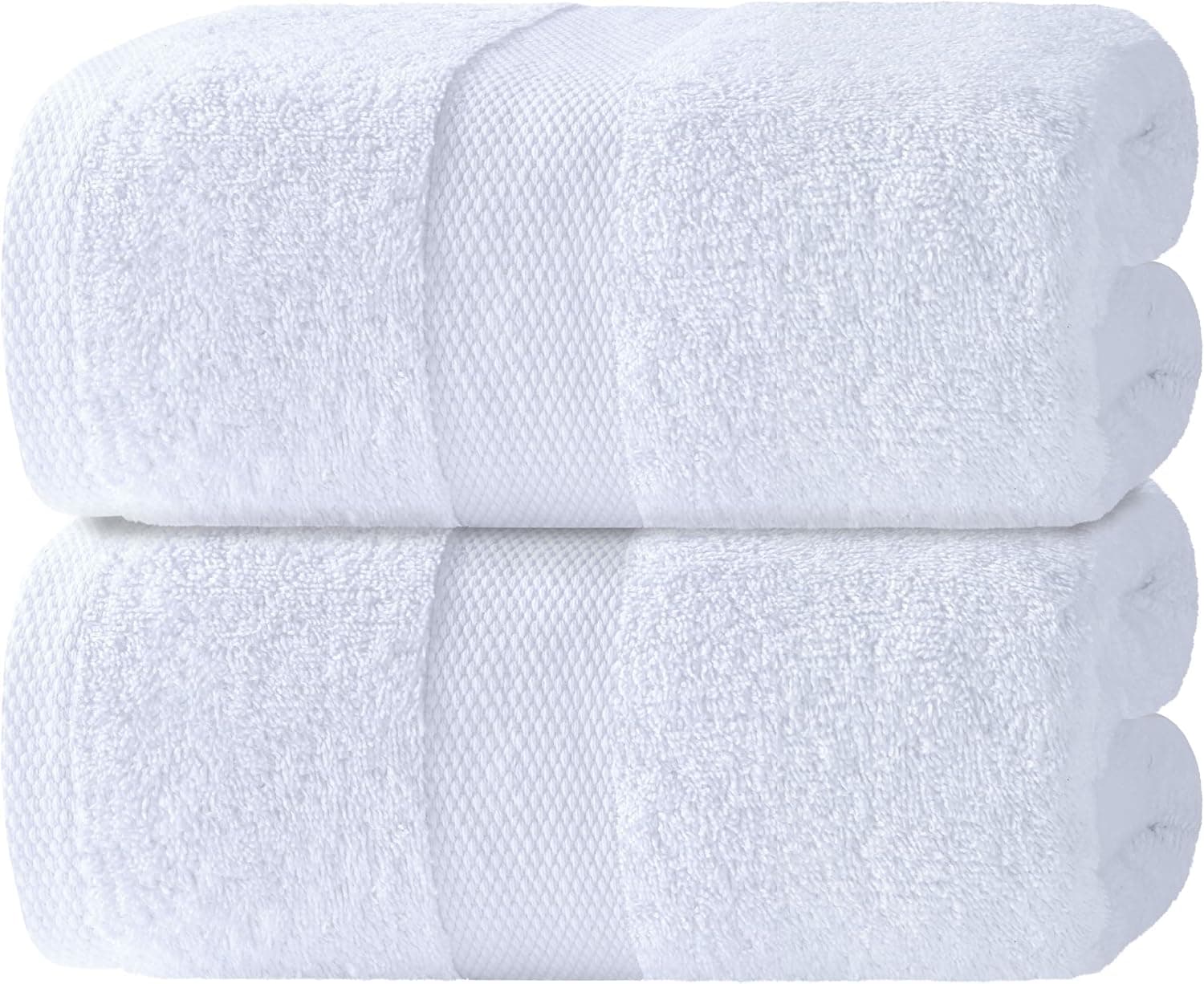Bath Sheet Towels 650 GSM Cotton Luxury Extra Large 35x70 Hotel Quality White 2 Pack